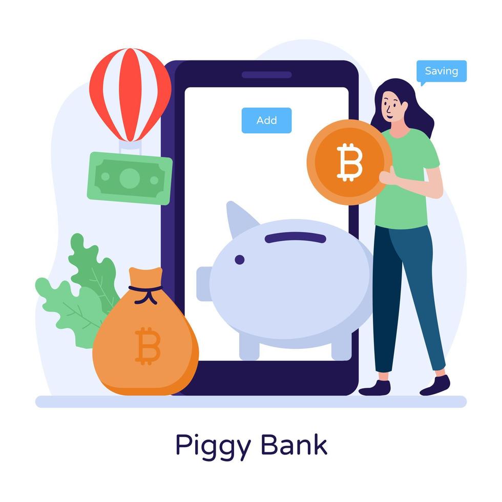 A well-designed flat illustration of piggy bank vector