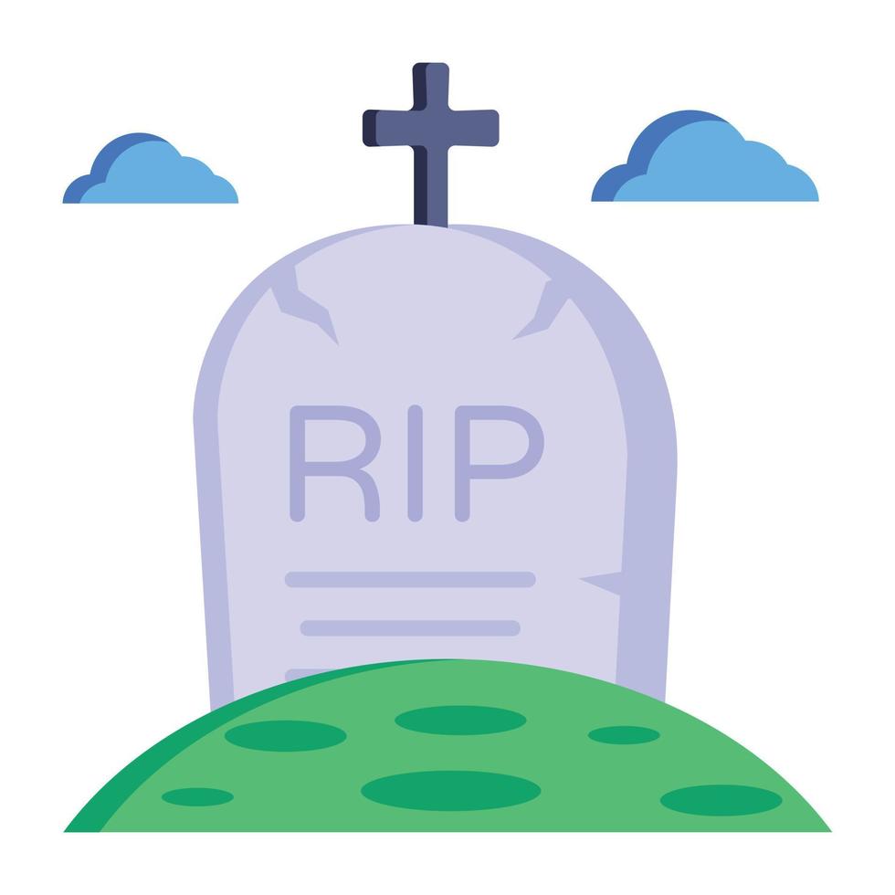 A scary flat icon of a graveyard. vector
