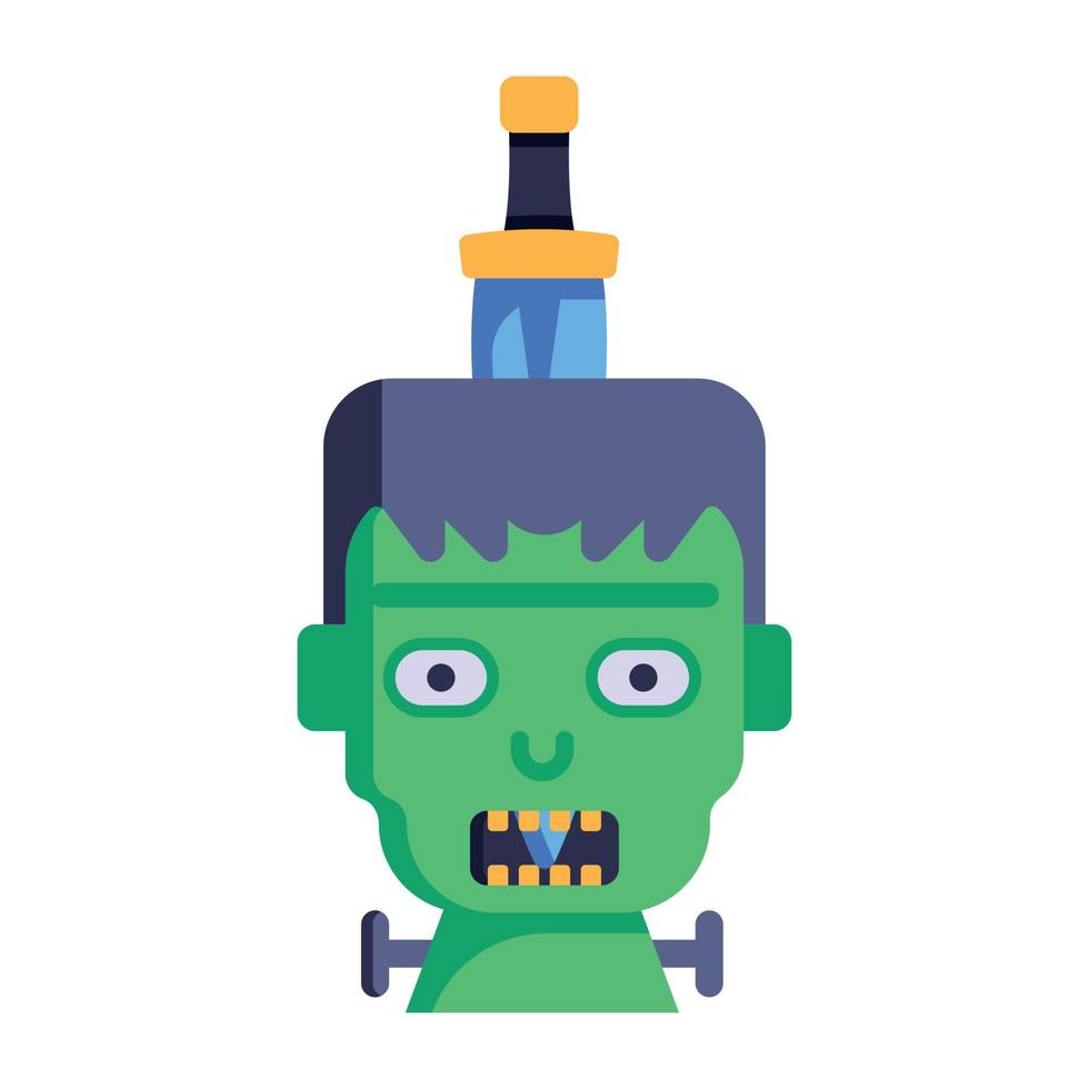 diseño de icono plano de avatar zombie aterrador vector