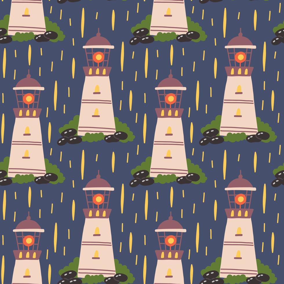 Seamless pattern lighthouse vector