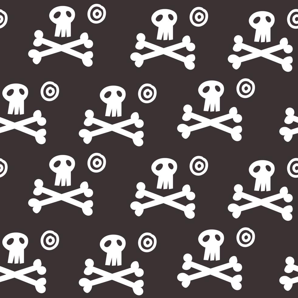Seamless pattern white skull pirate vector