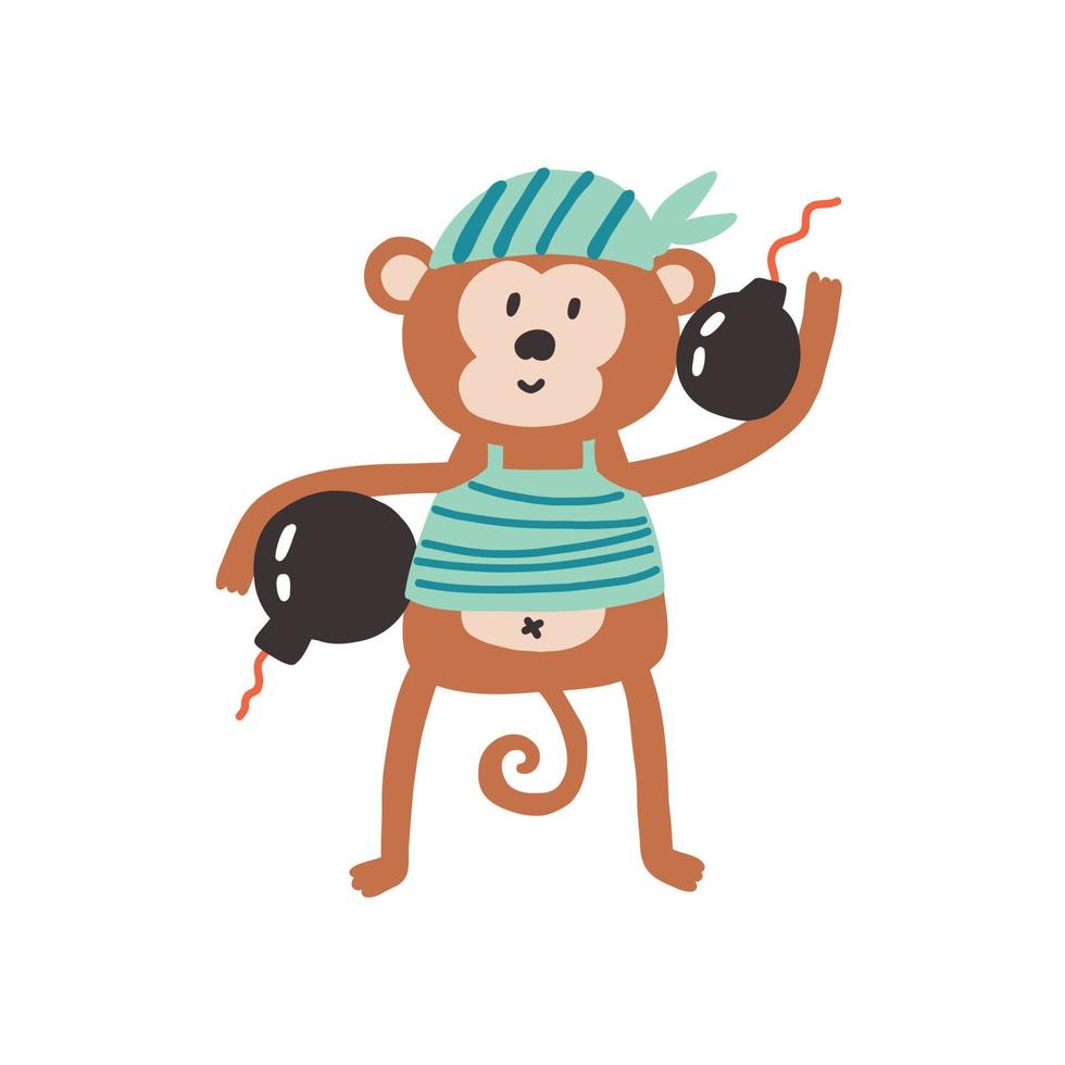 Pirate monkey doodle vector