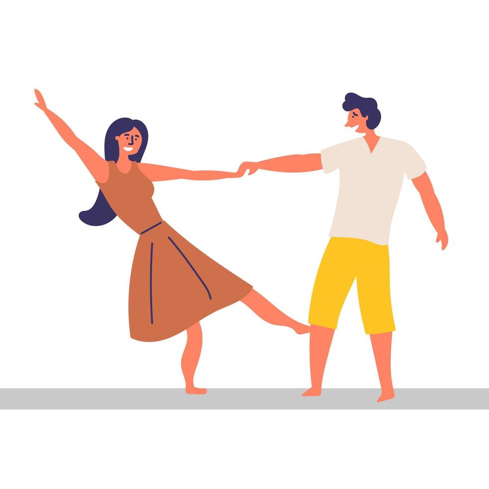 A girl and a guy spend time together. Dancing effortlessly vector