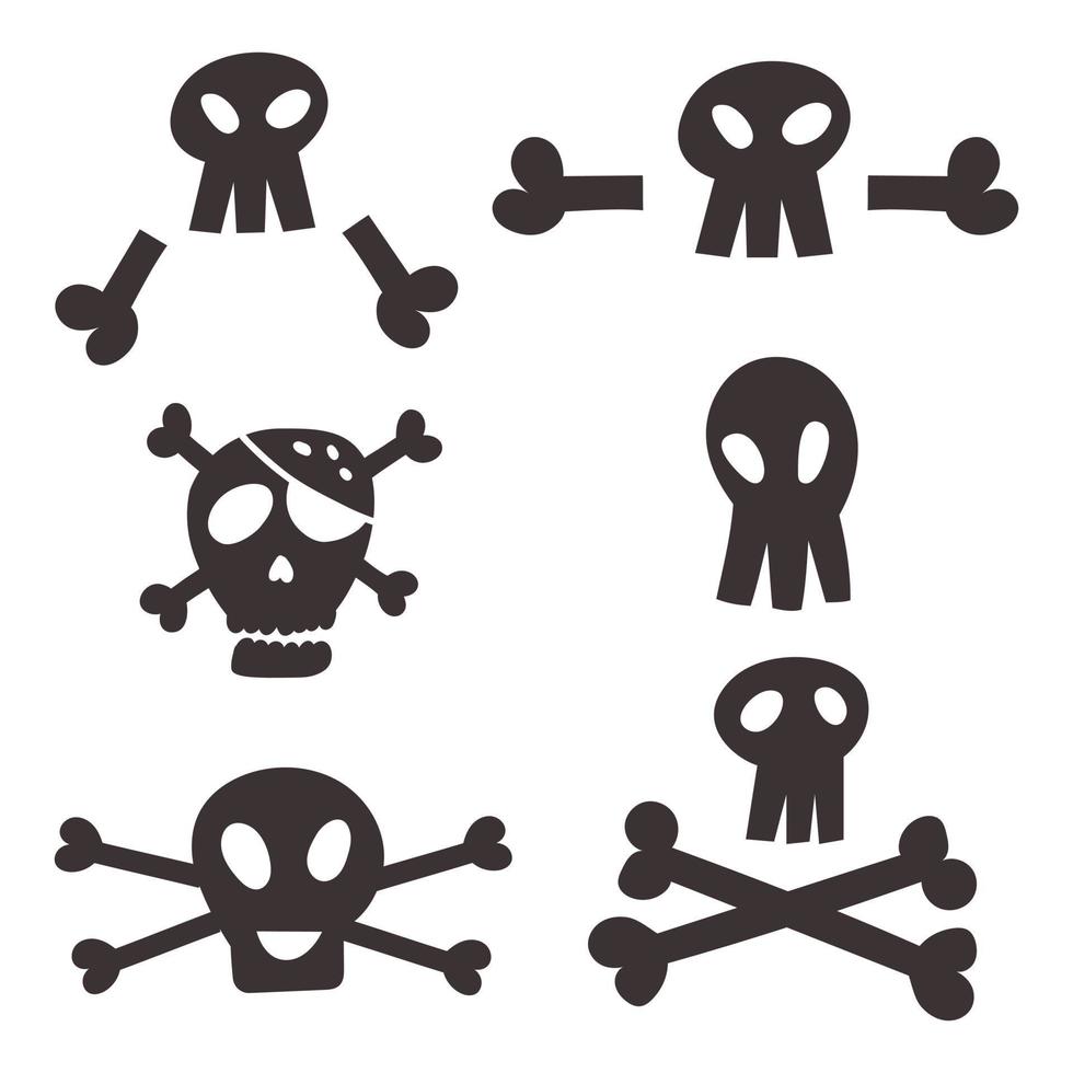 Set black pirate skull vector