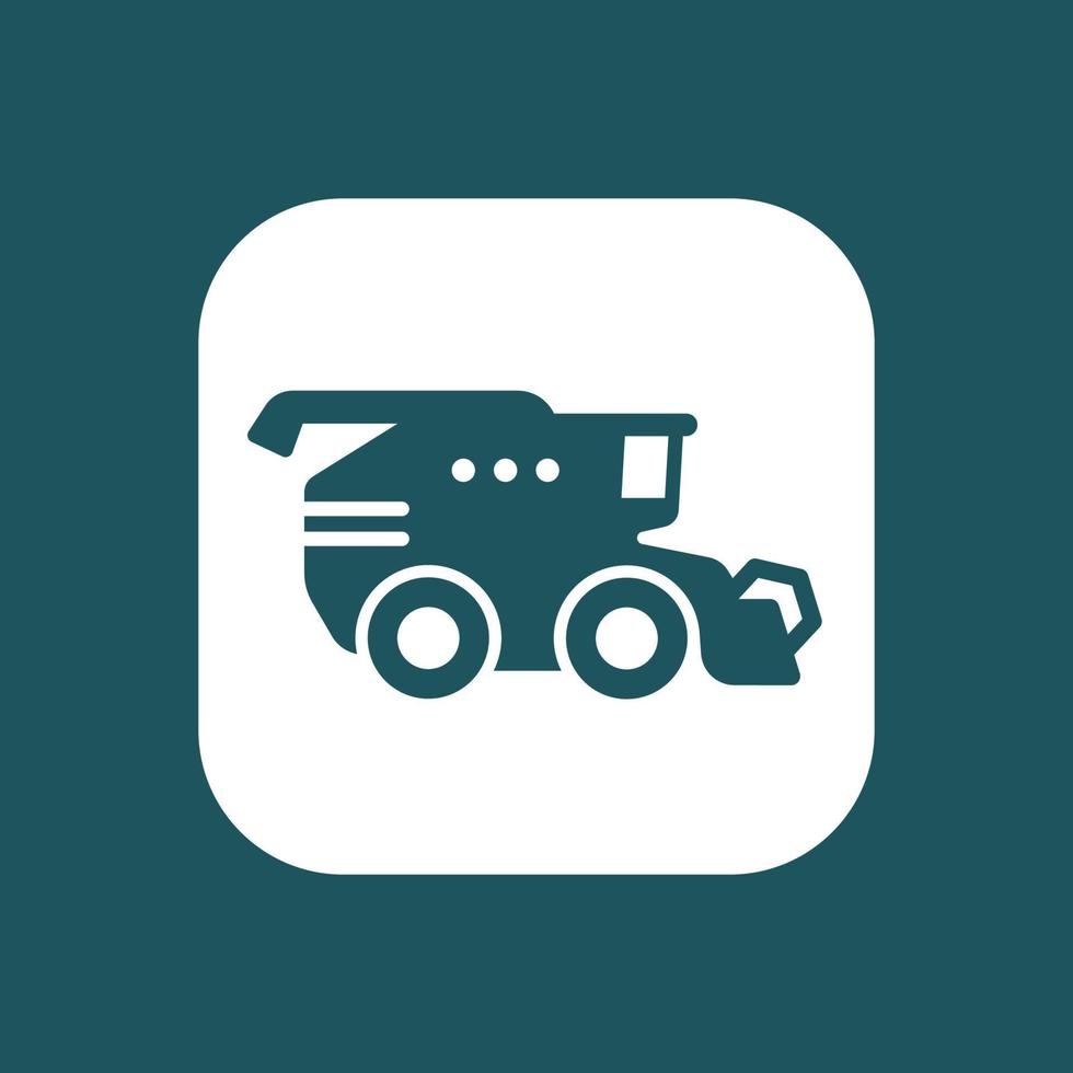 Harvester icon, harvester machine, grain harvester combine rounded square icon vector