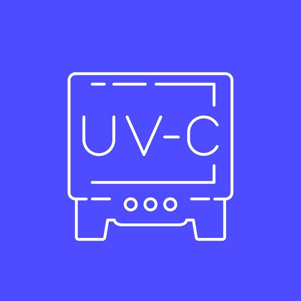 UV light sterilization, disinfection with UV-C lamp linear icon vector