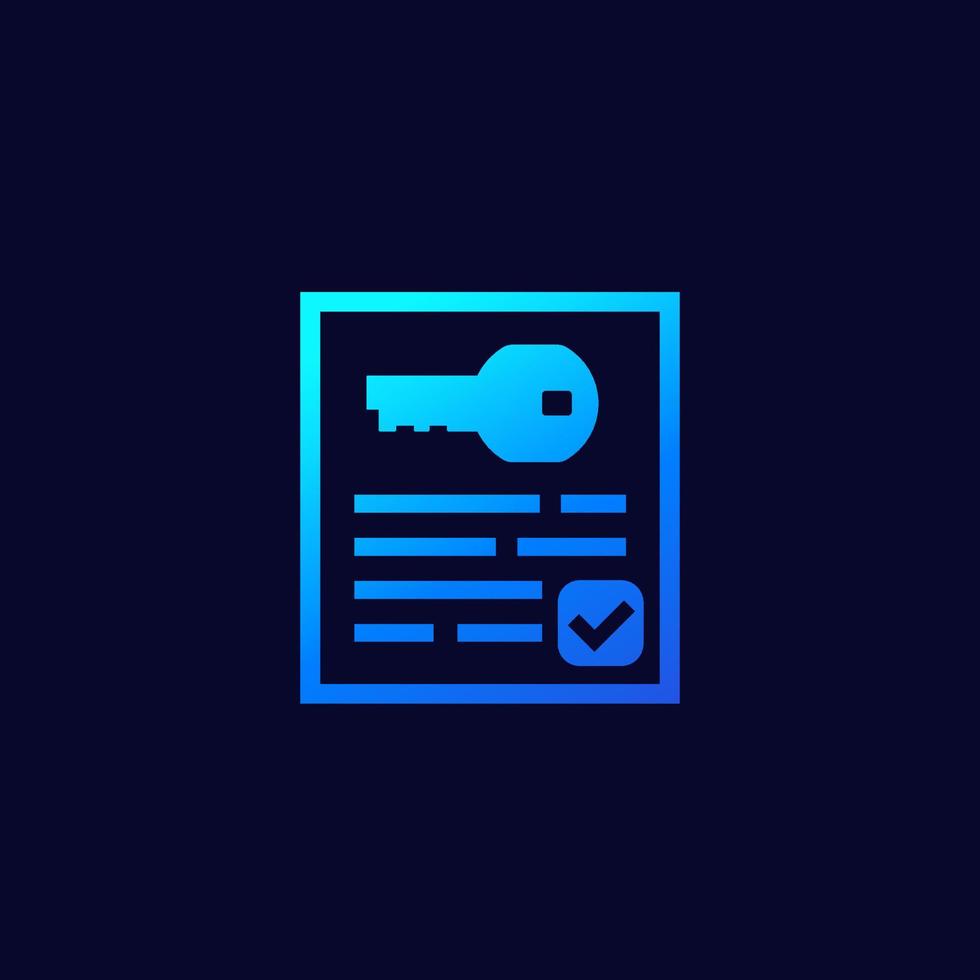 Key and document icon for web vector