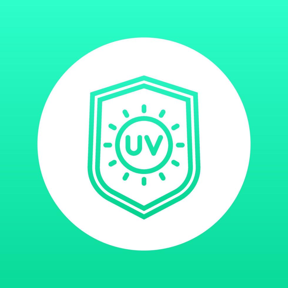 UV protection line icon, symbol over white vector