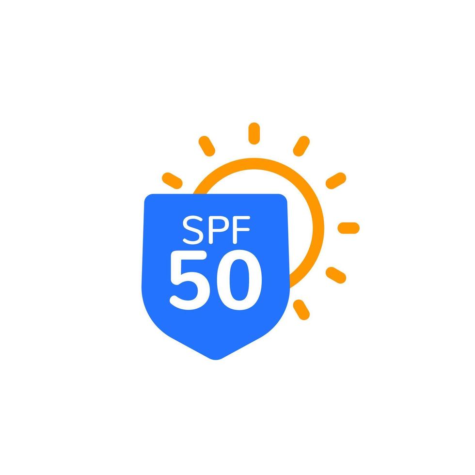 protección uv, icono spf 50, etiqueta vectorial vector