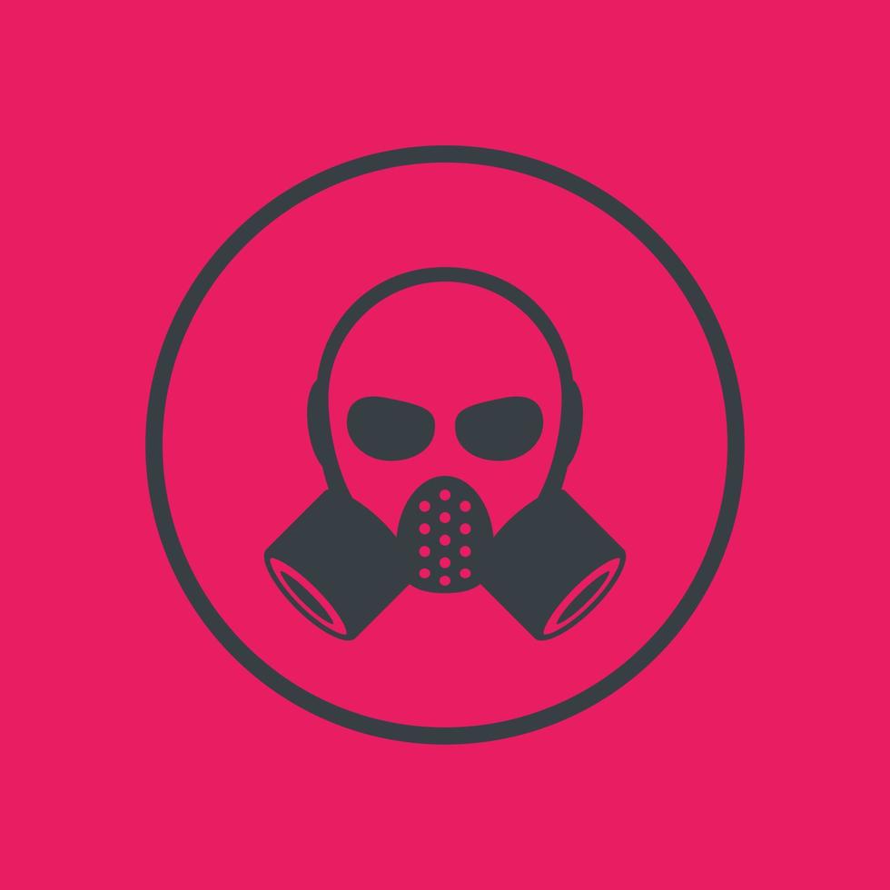 gas mask, respirator icon in circle, vector illustration