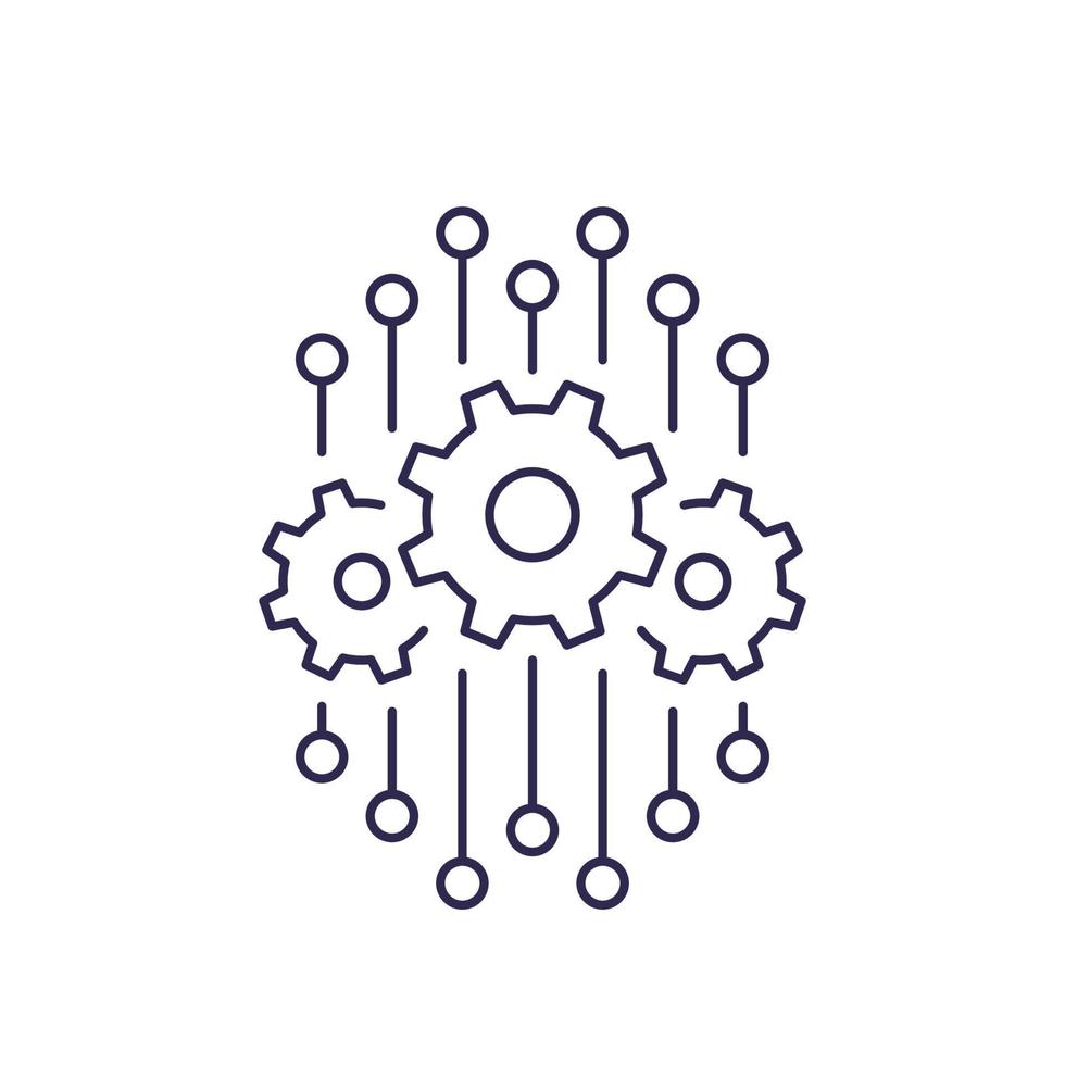 integration, technology line icon, vector