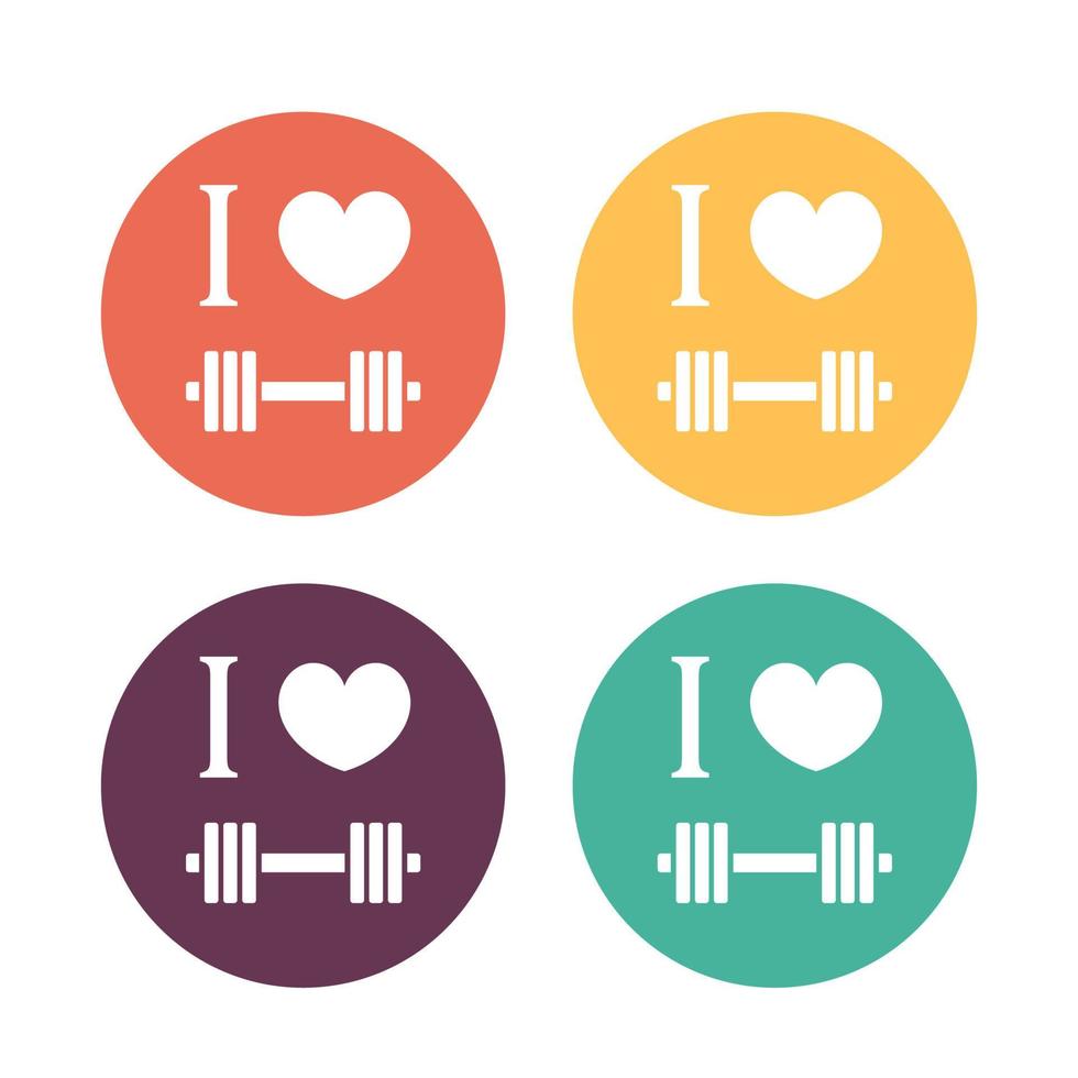 I love fitness signs, color fitness t-shirt design with barbell, vector illustration