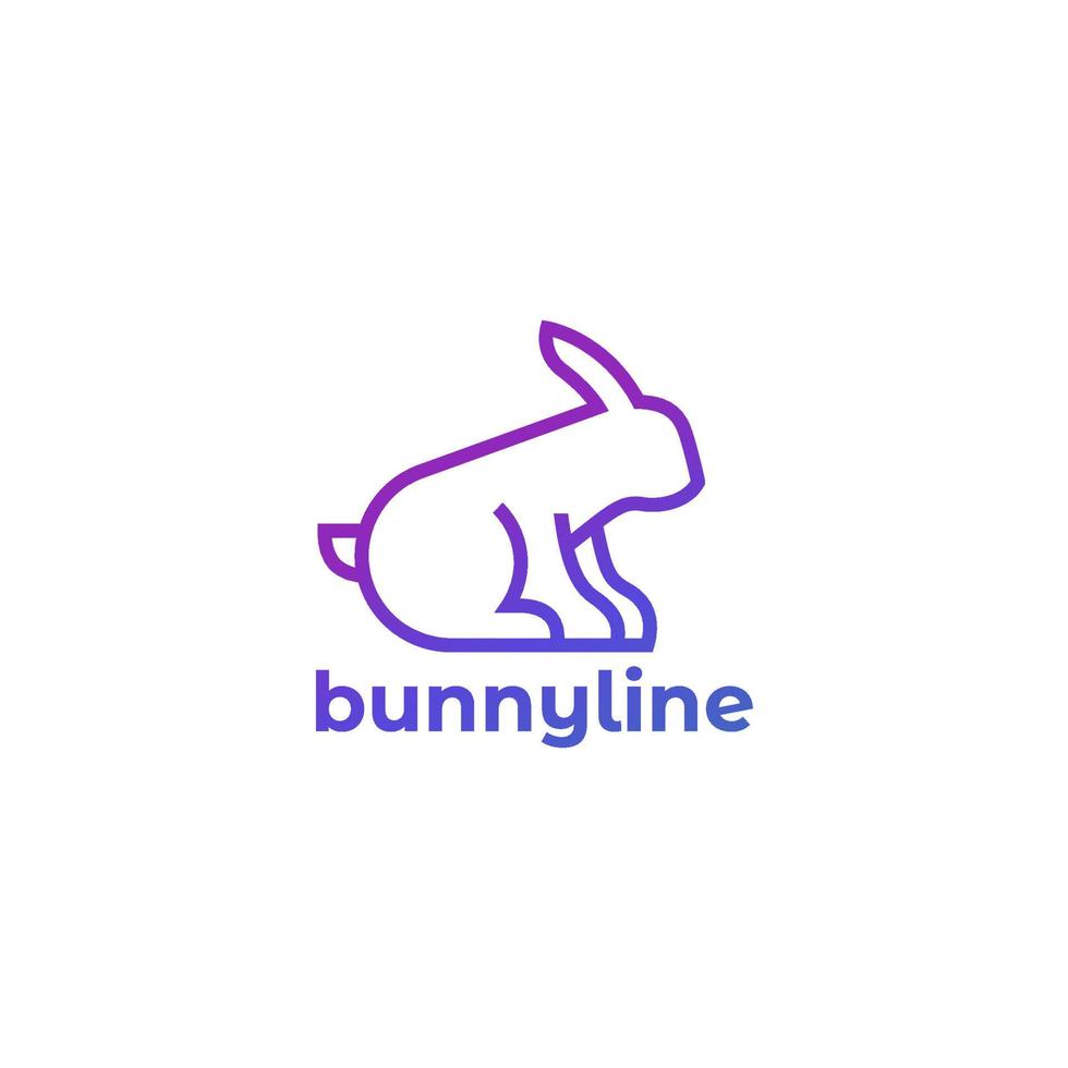 Bunny, rabbit logo design in line style vector