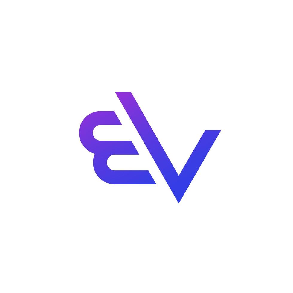 logotipo de letras ev, monograma en blanco vector