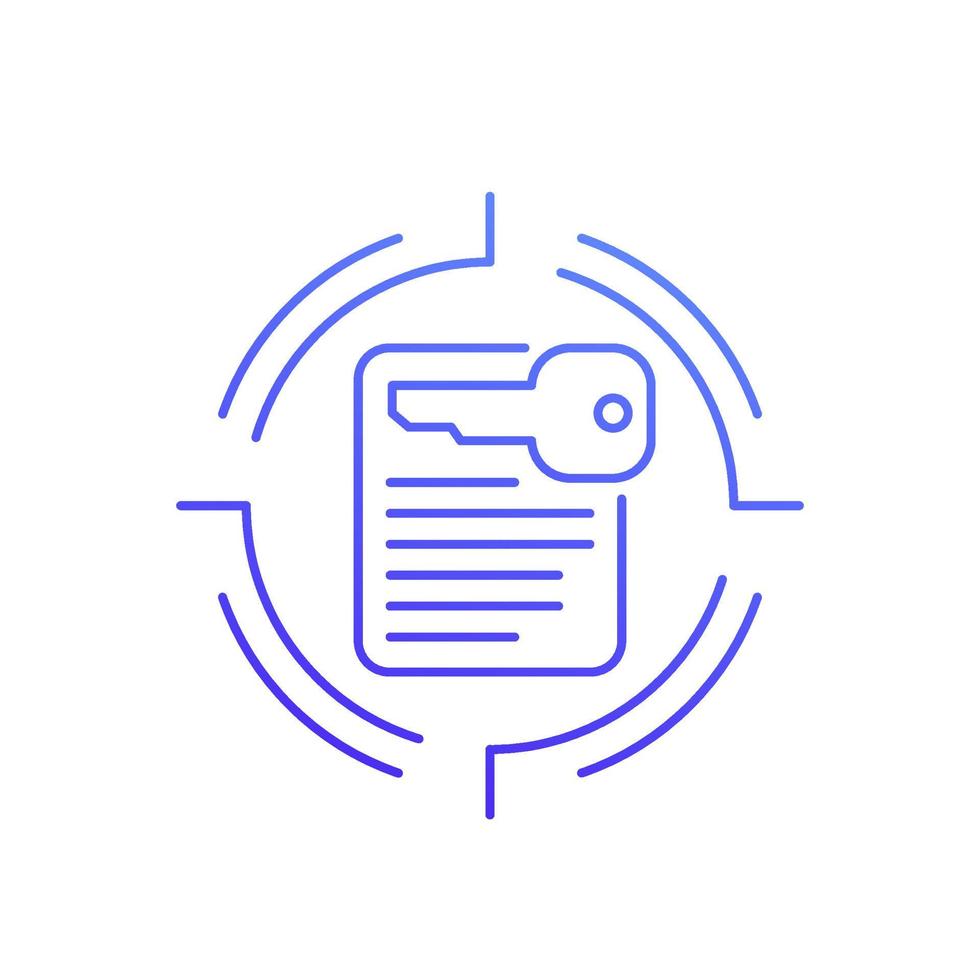 Key and document line icon, vector