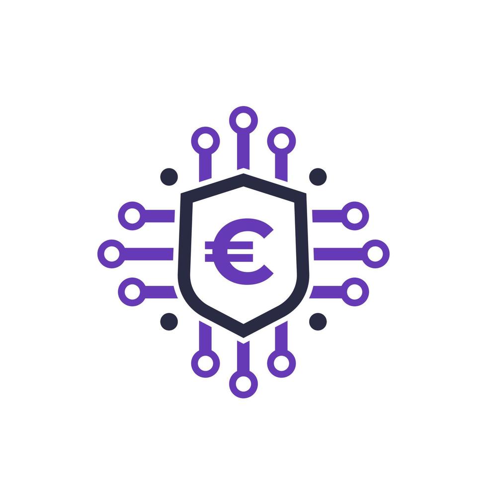 escudo con icono del euro, concepto de seguro vector