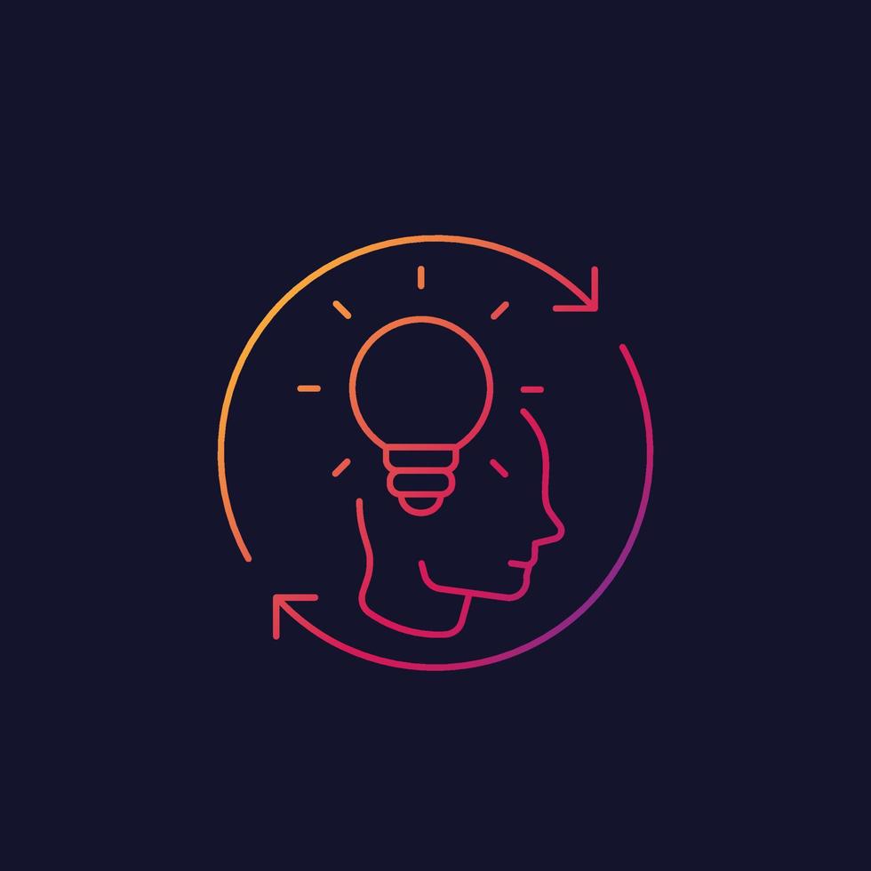 idea, insight, creative thinking vector linear icon