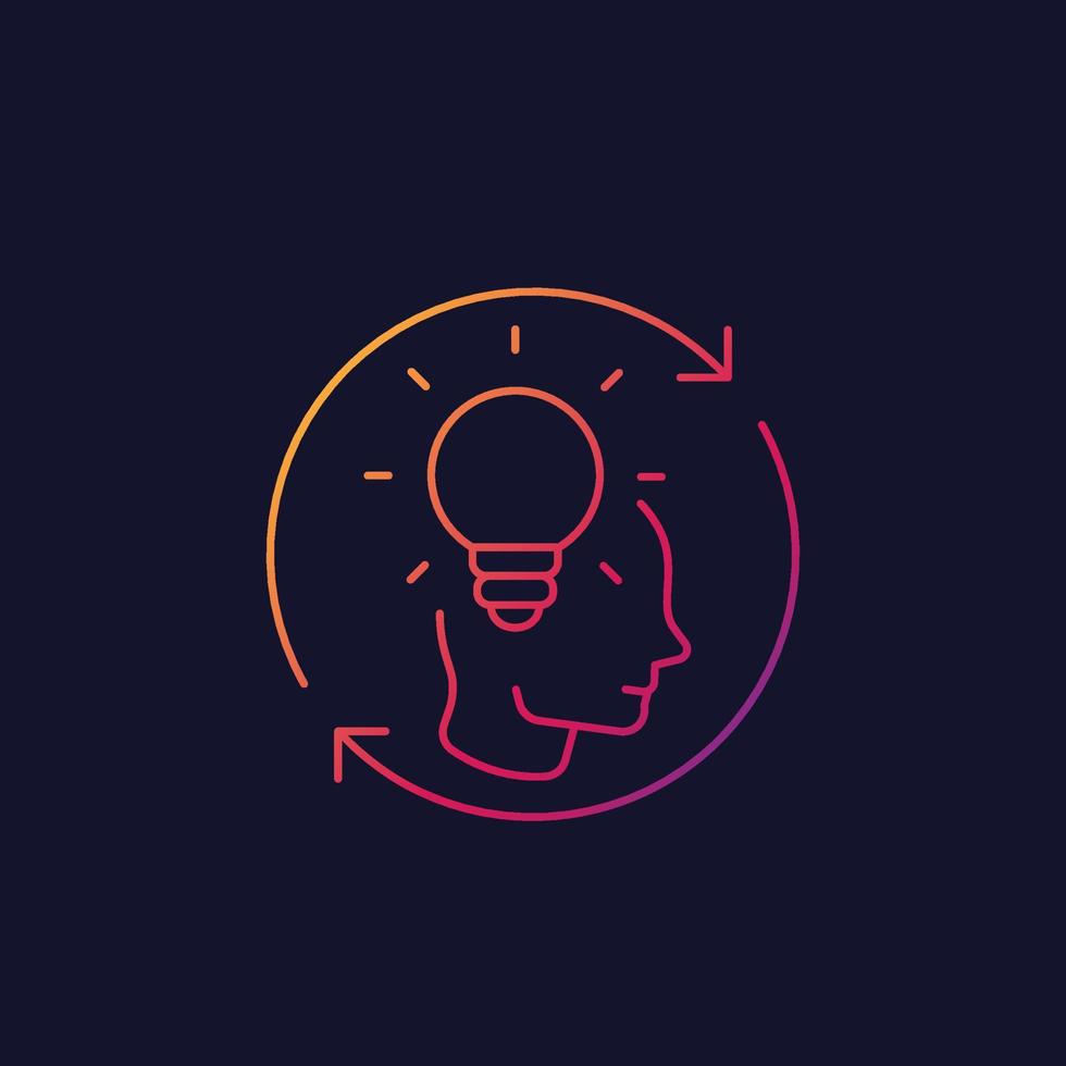 idea, insight, creative thinking vector linear icon