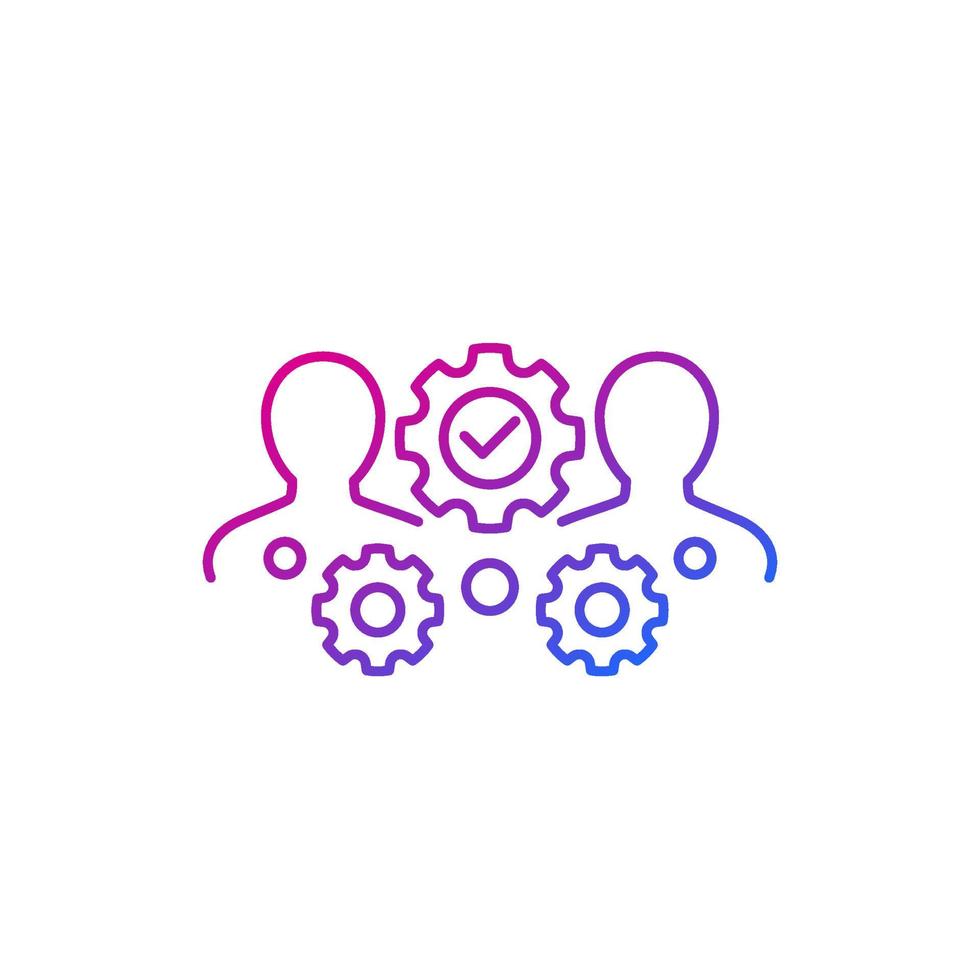 team interaction, HR and management line icon on white vector