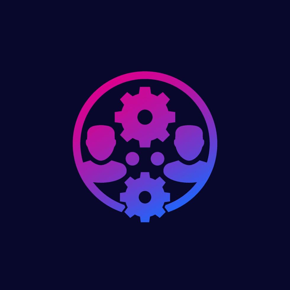 team interaction and cooperation vector icon