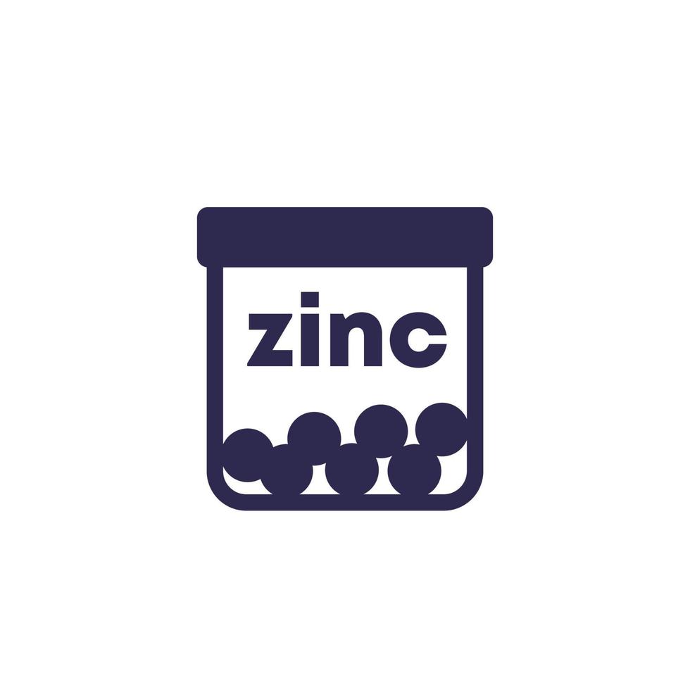 icono de suplementos de zinc, mineral zn vector