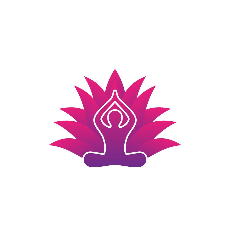 yoga vector logo with meditating man and lotus flower