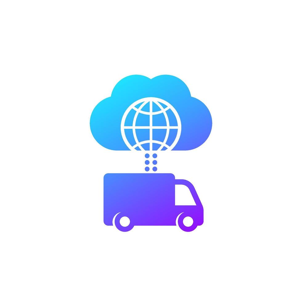 van, truck connected to cloud icon vector