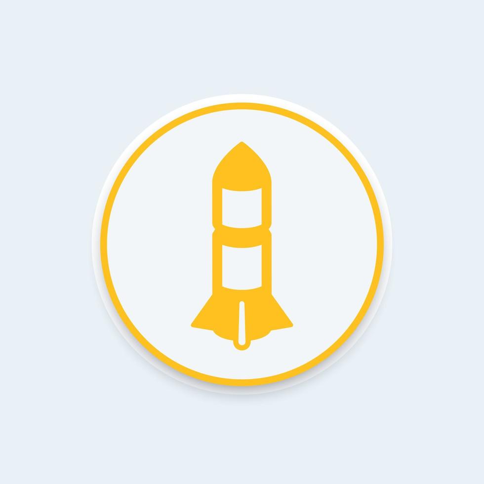 Rocket icon, missile, rocket launch pictogram, round icon, vector illustration