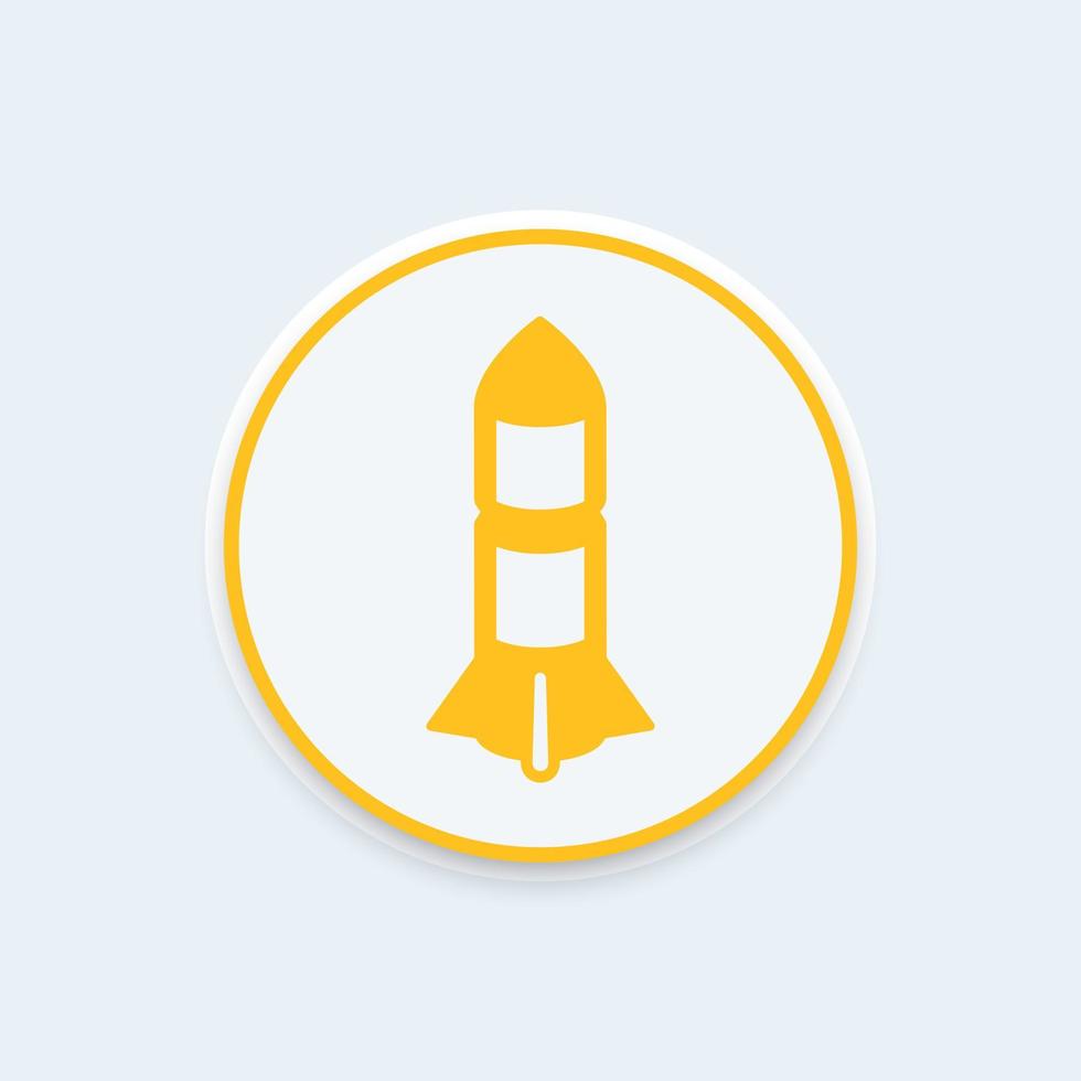 Rocket icon, missile, rocket launch pictogram, round icon, vector illustration