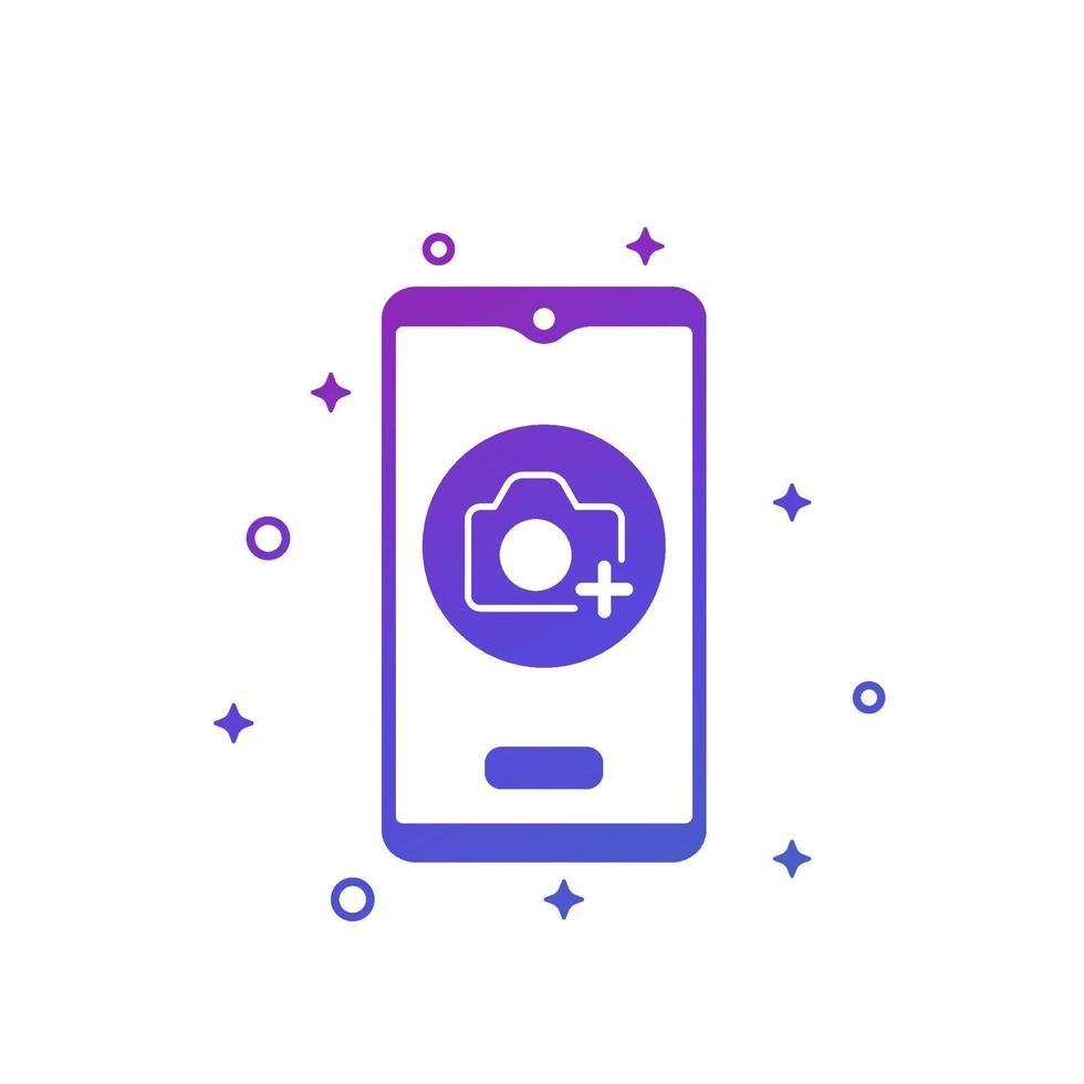 agregar icono de foto con teléfono inteligente vector