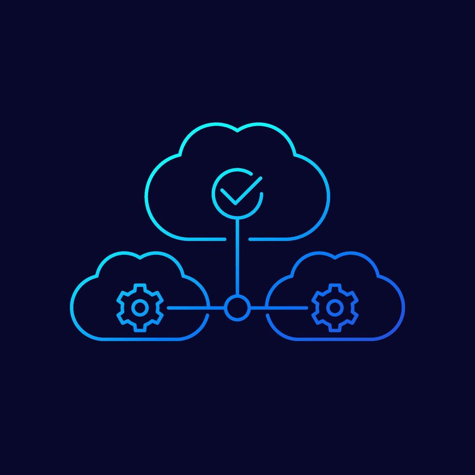 Cloud services and saas line icon vector
