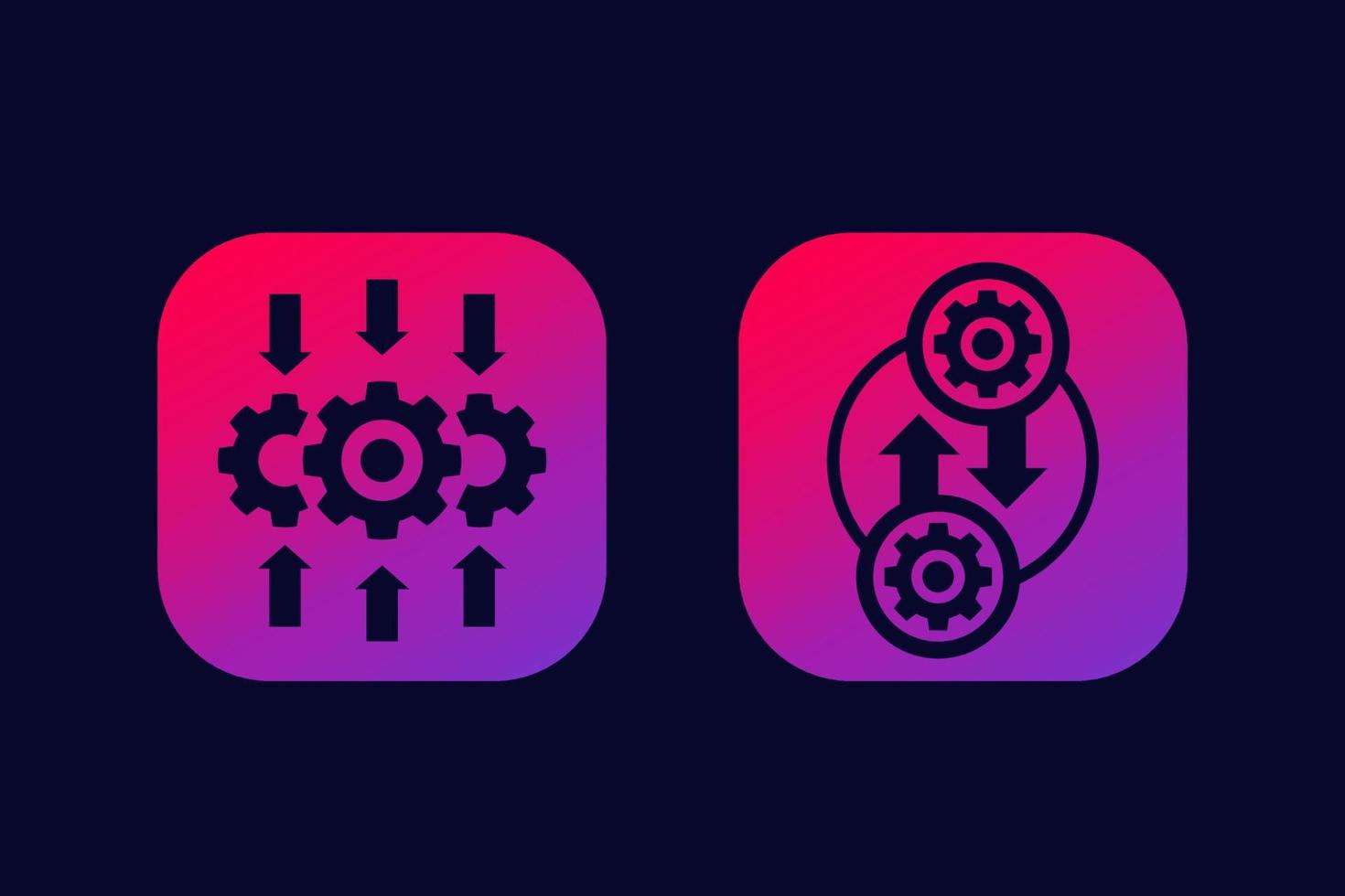 Integration or optimization software vector icons