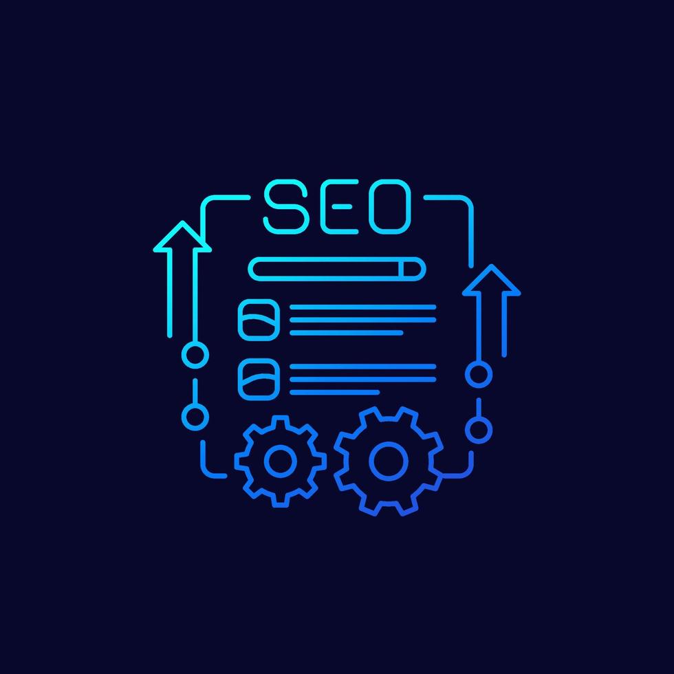 icono de vector de línea de análisis, optimización web y seo