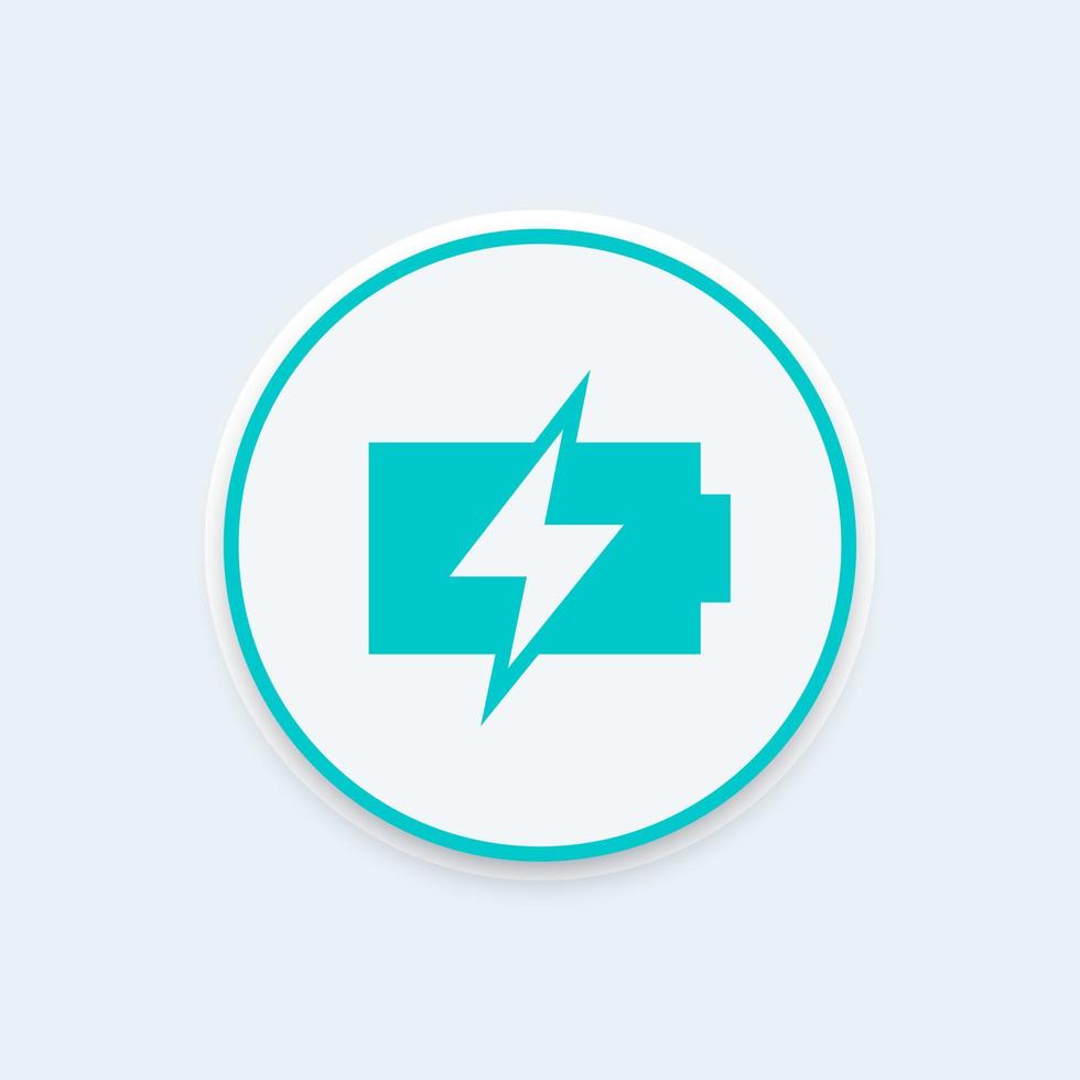 charging battery icon with lightning bolt vector