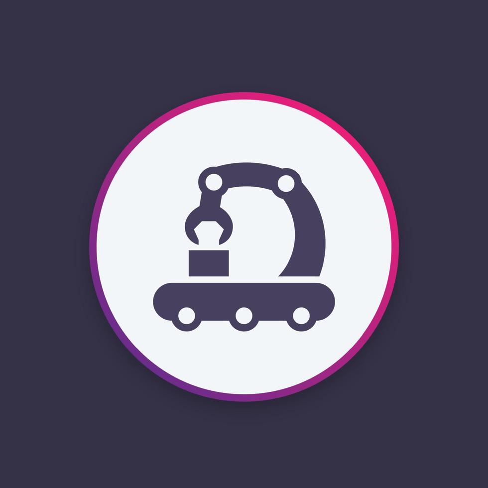 conveyor icon in linear style, assembly line, production, factory, manufacturing vector