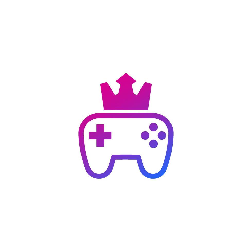 games logo with gamepad and crown, vector