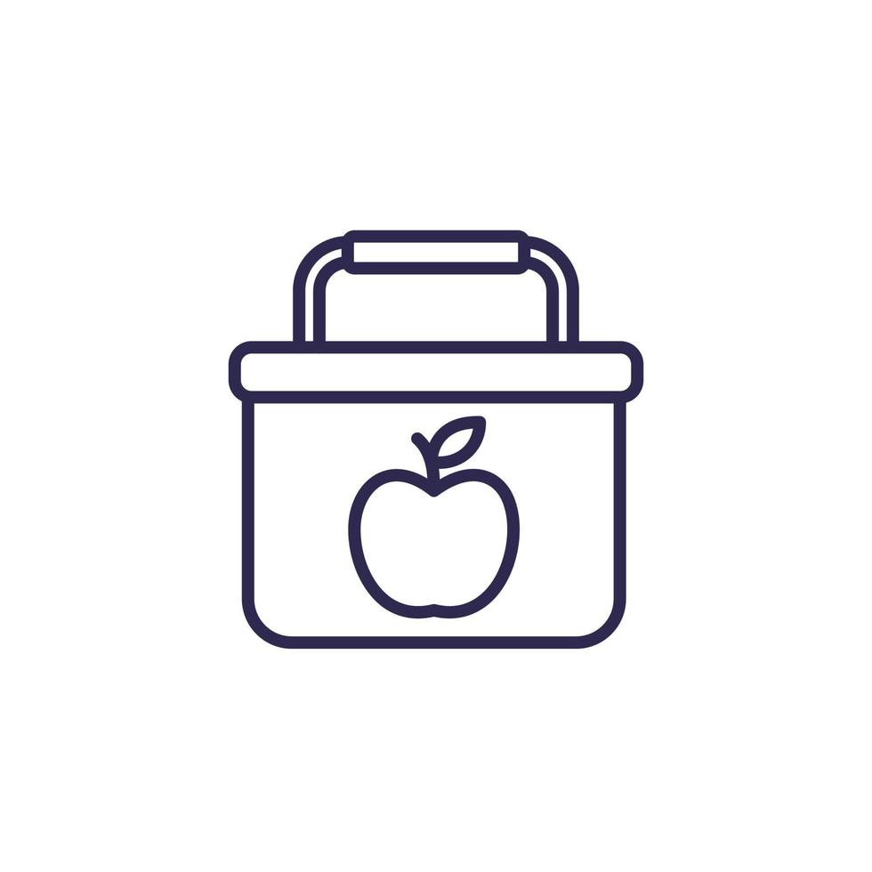 lunch box line icon on white vector