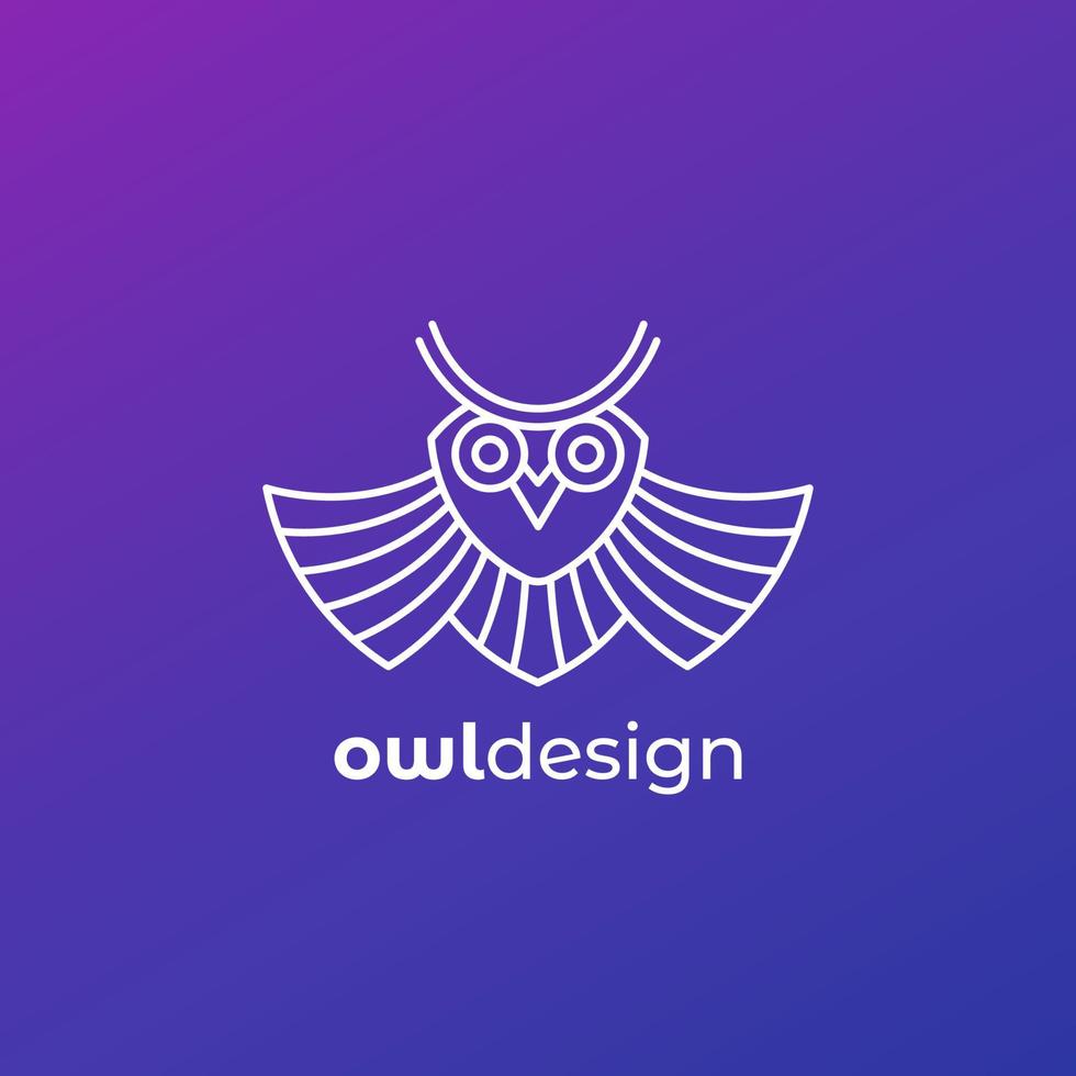 owl logo icon, linear design vector