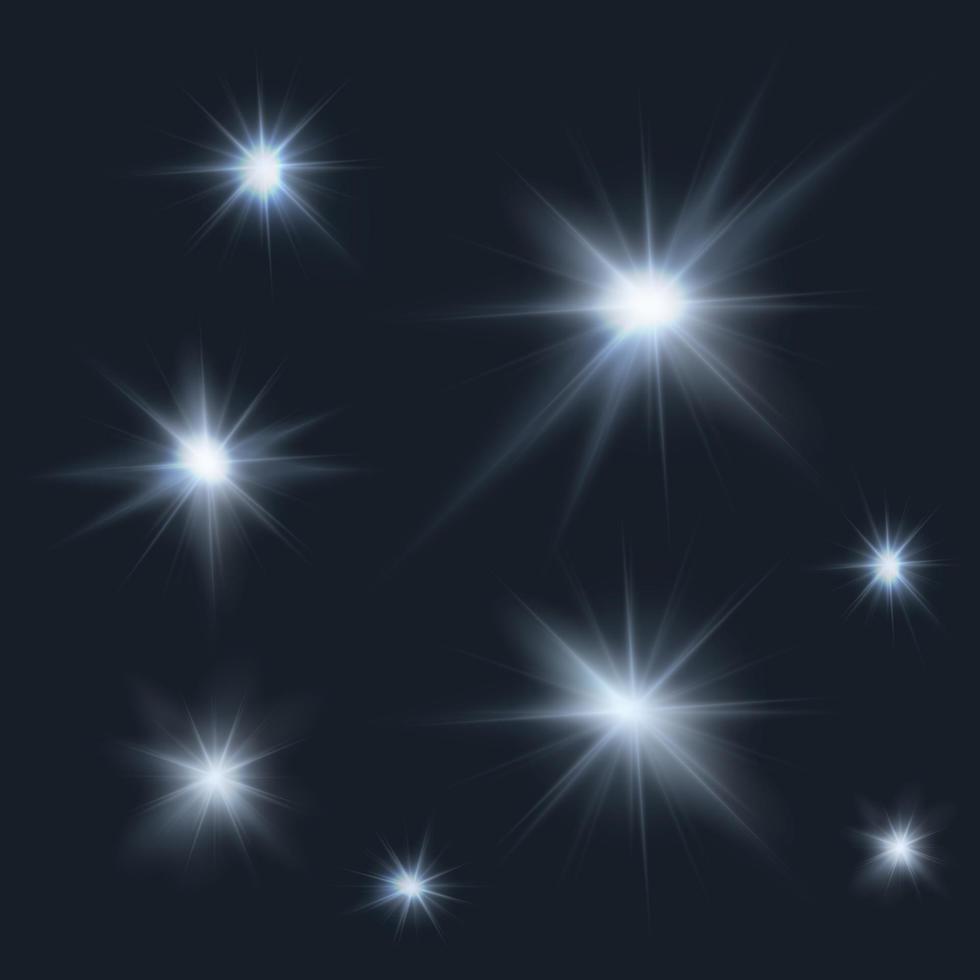 flares, rays, beams, cold light vector effects set on dark