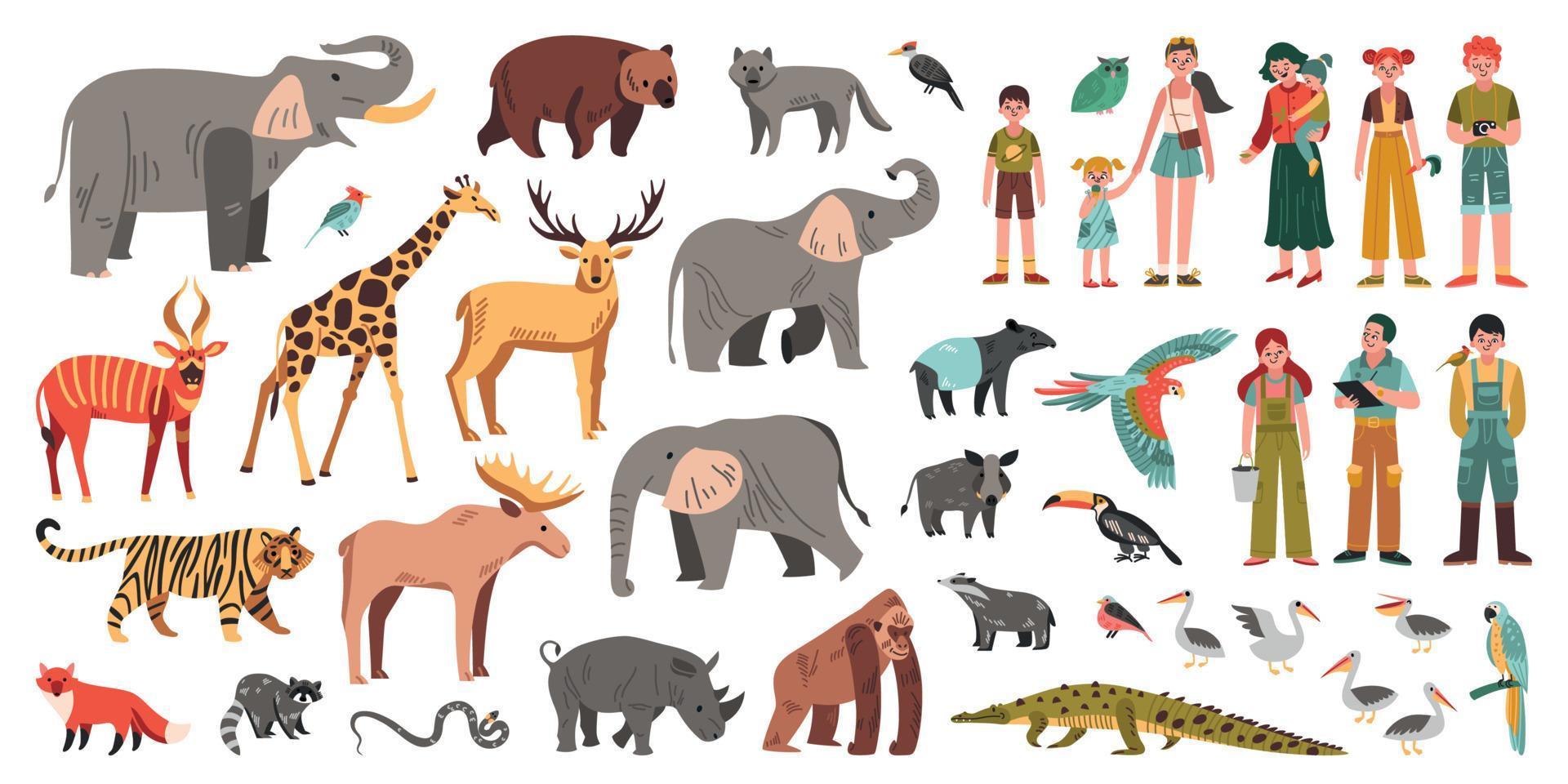 Zoo Flat Set vector