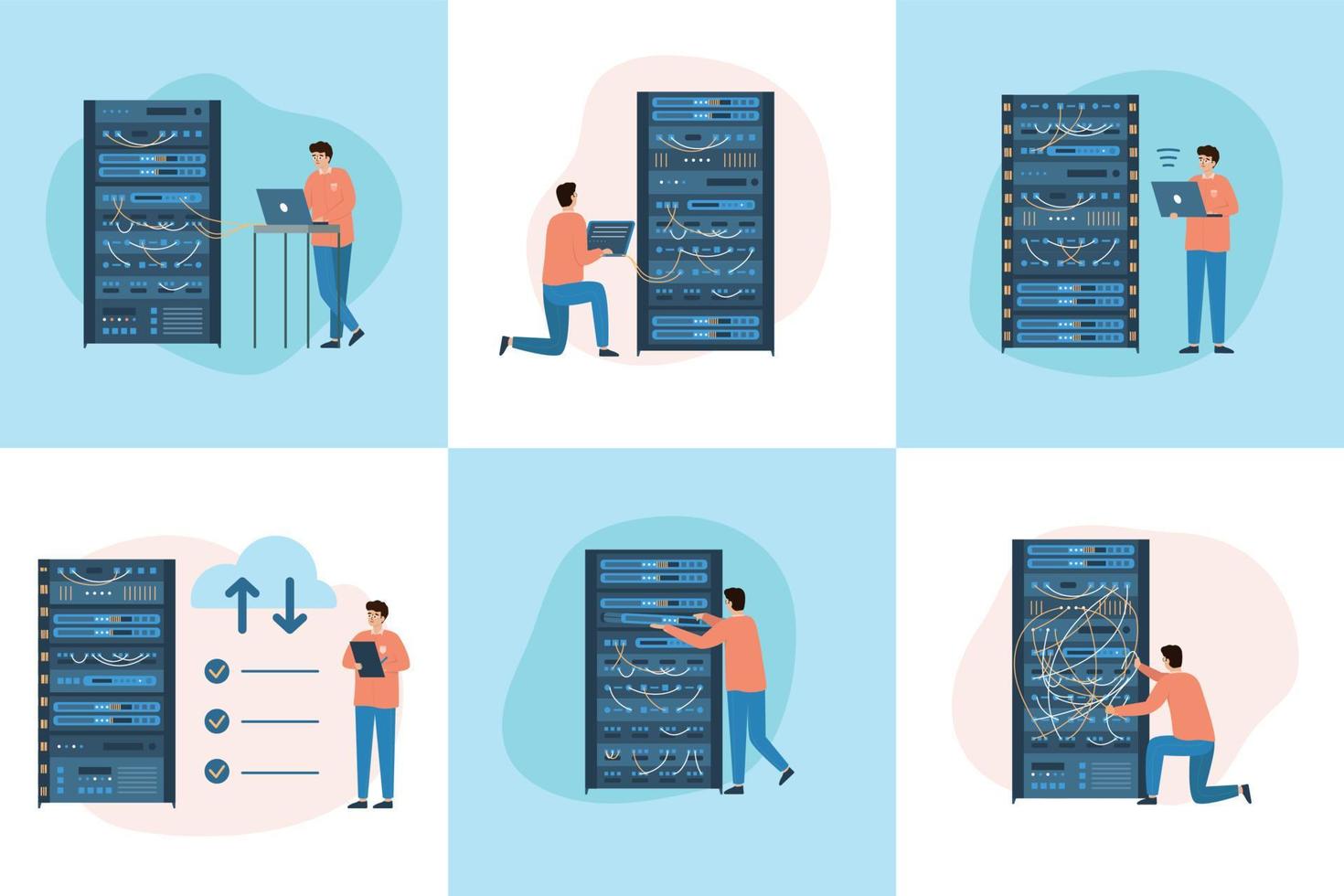 System Maintenance Flat Set vector