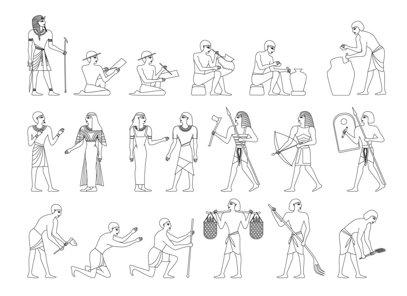 Egyptian Society Monochrome Set vector