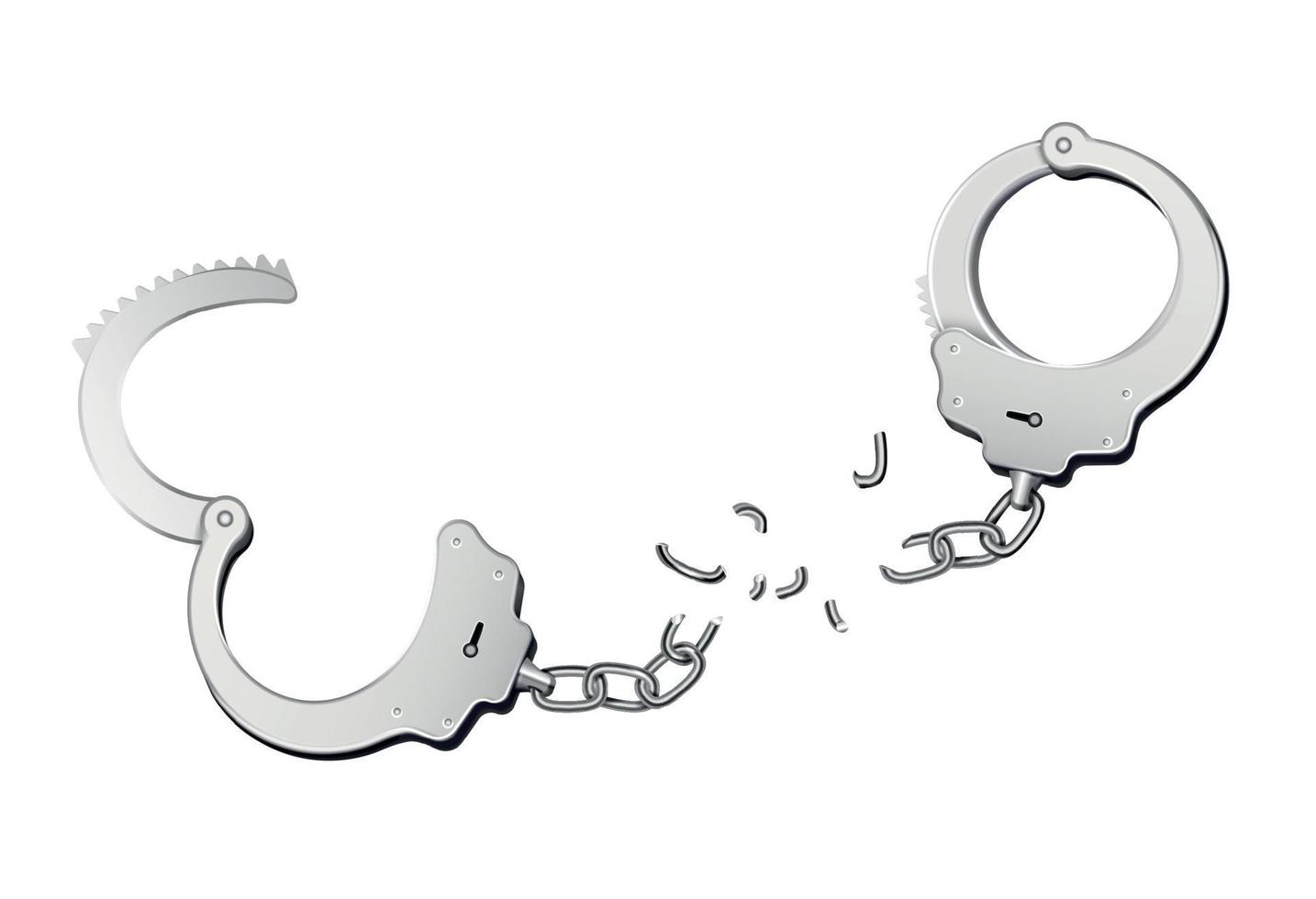 Broken Handcuffs Realistic Composition vector