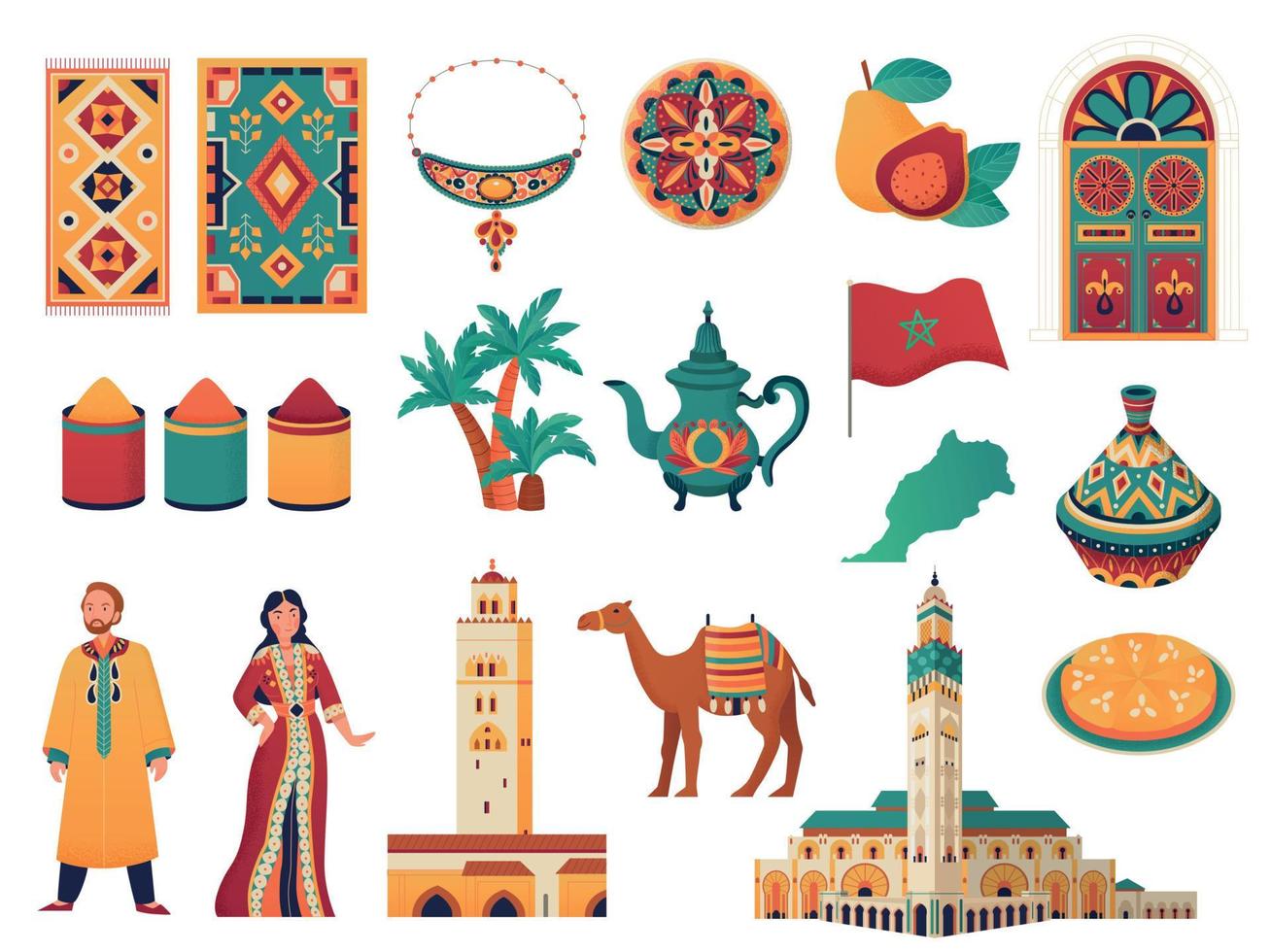 Morocco Flat Set vector