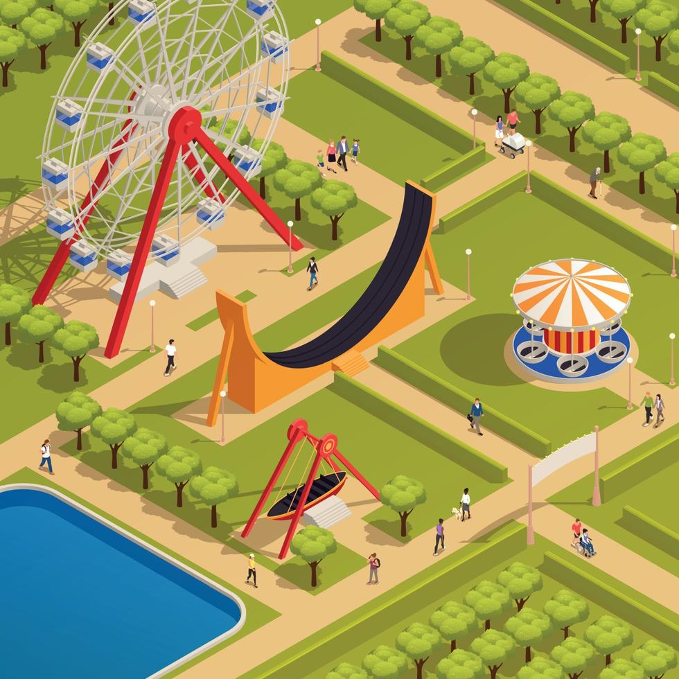 Amusement Park Isometric vector