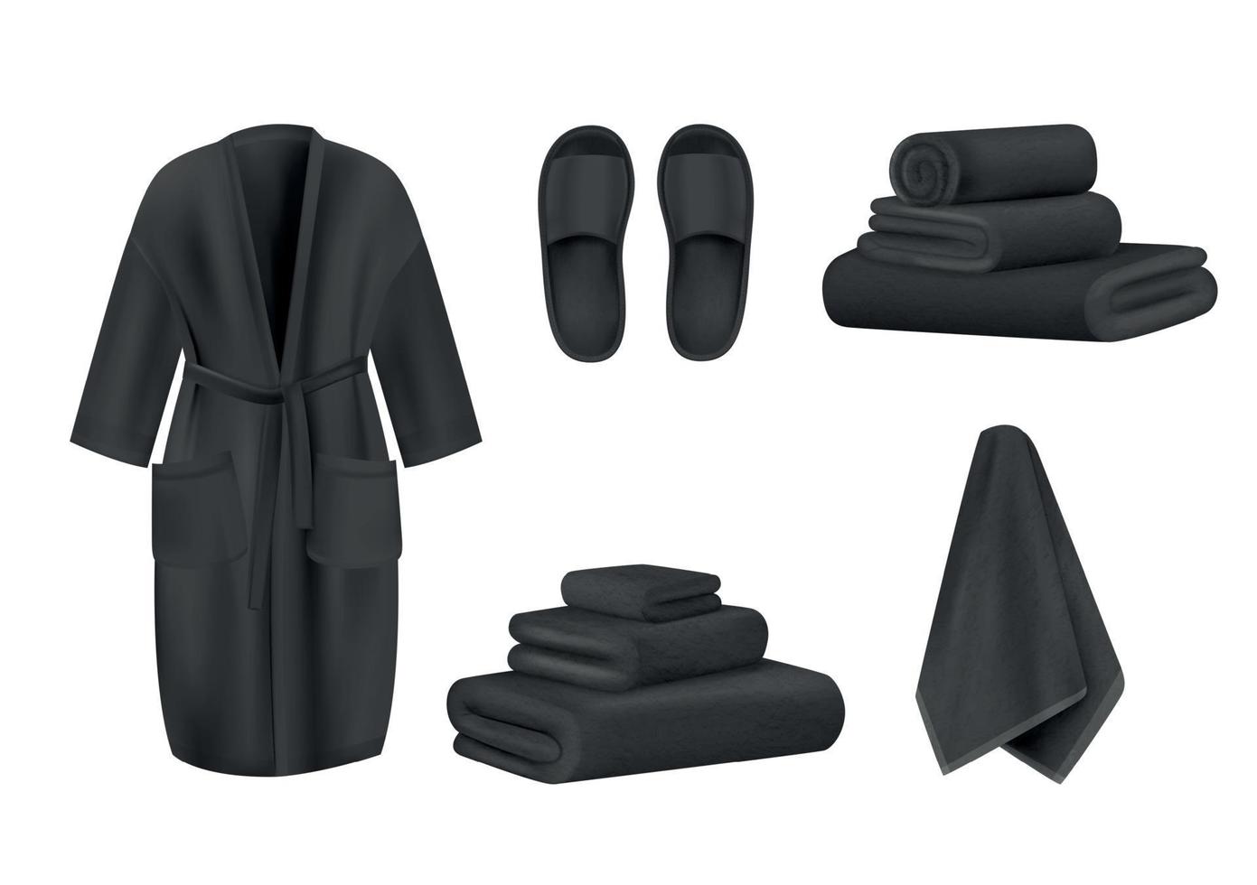 conjunto de ropa de spa negro vector