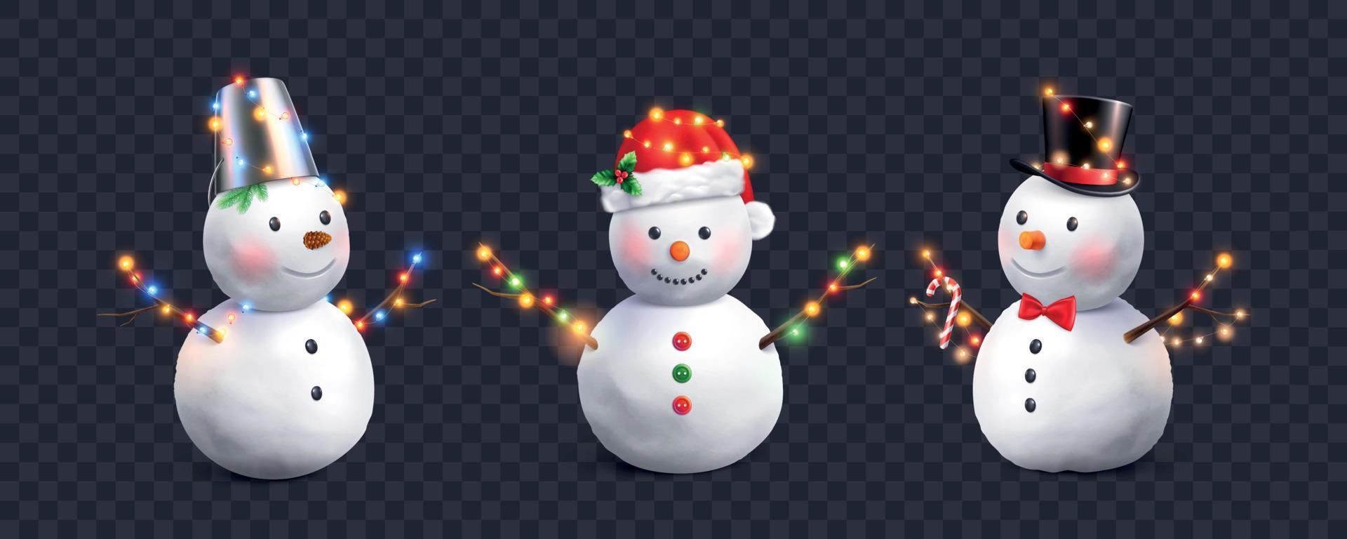 Snowman realistic set vector