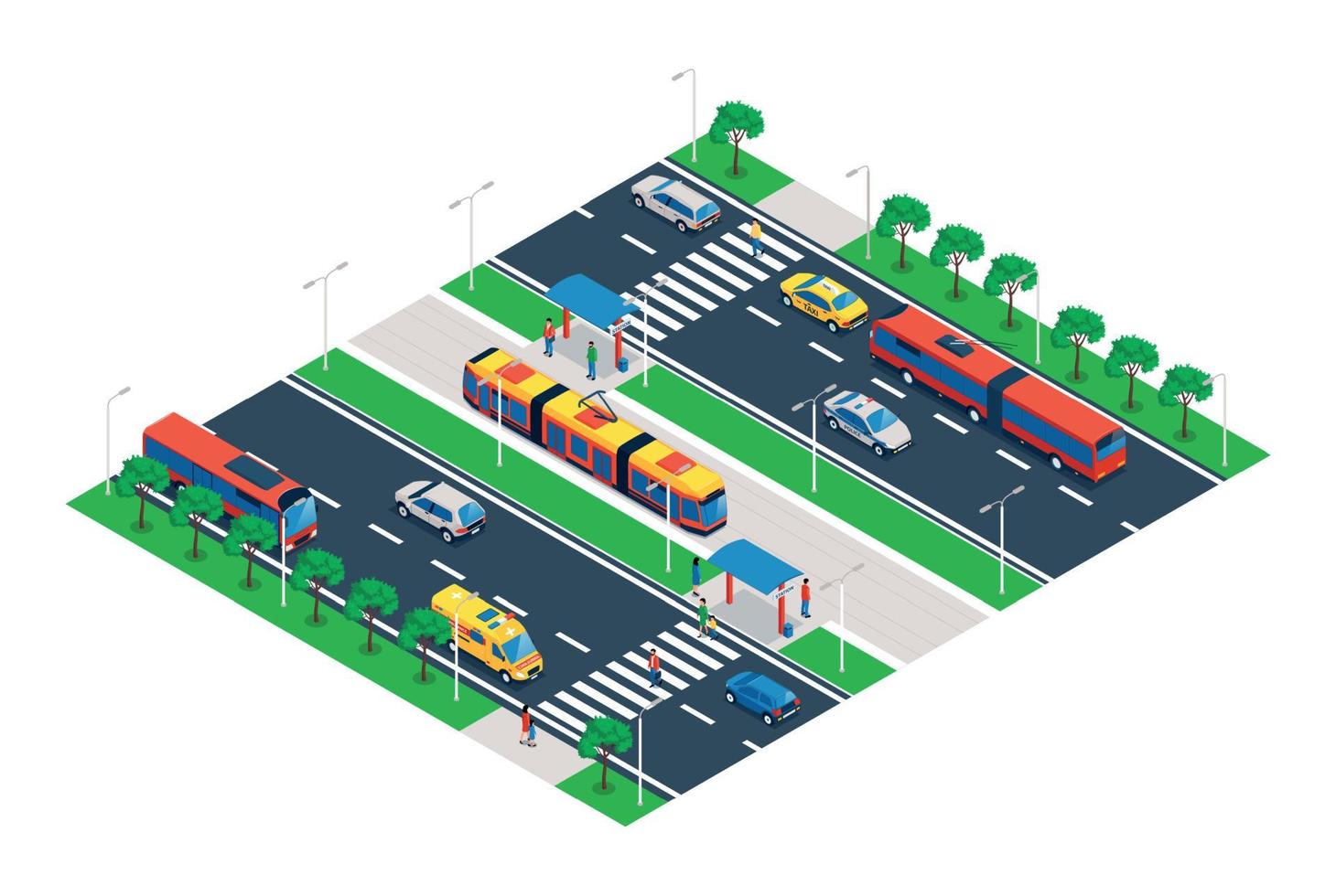 Public Transport Boulevard Composition vector