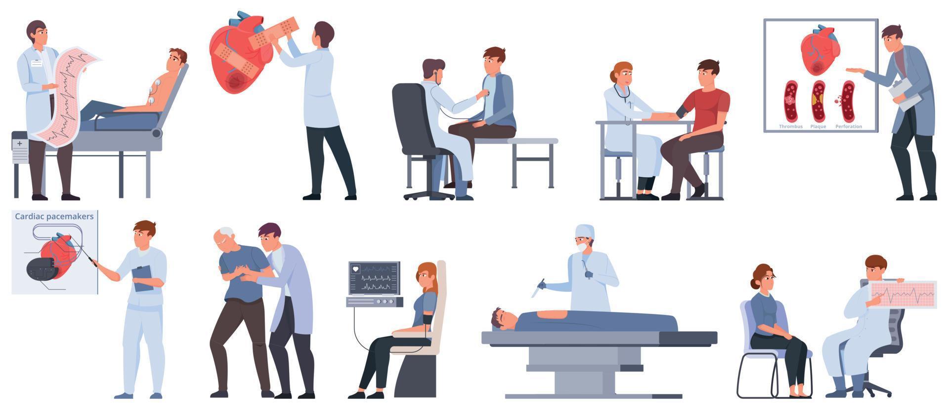 Cardiovascular Diseases Treatment Set vector