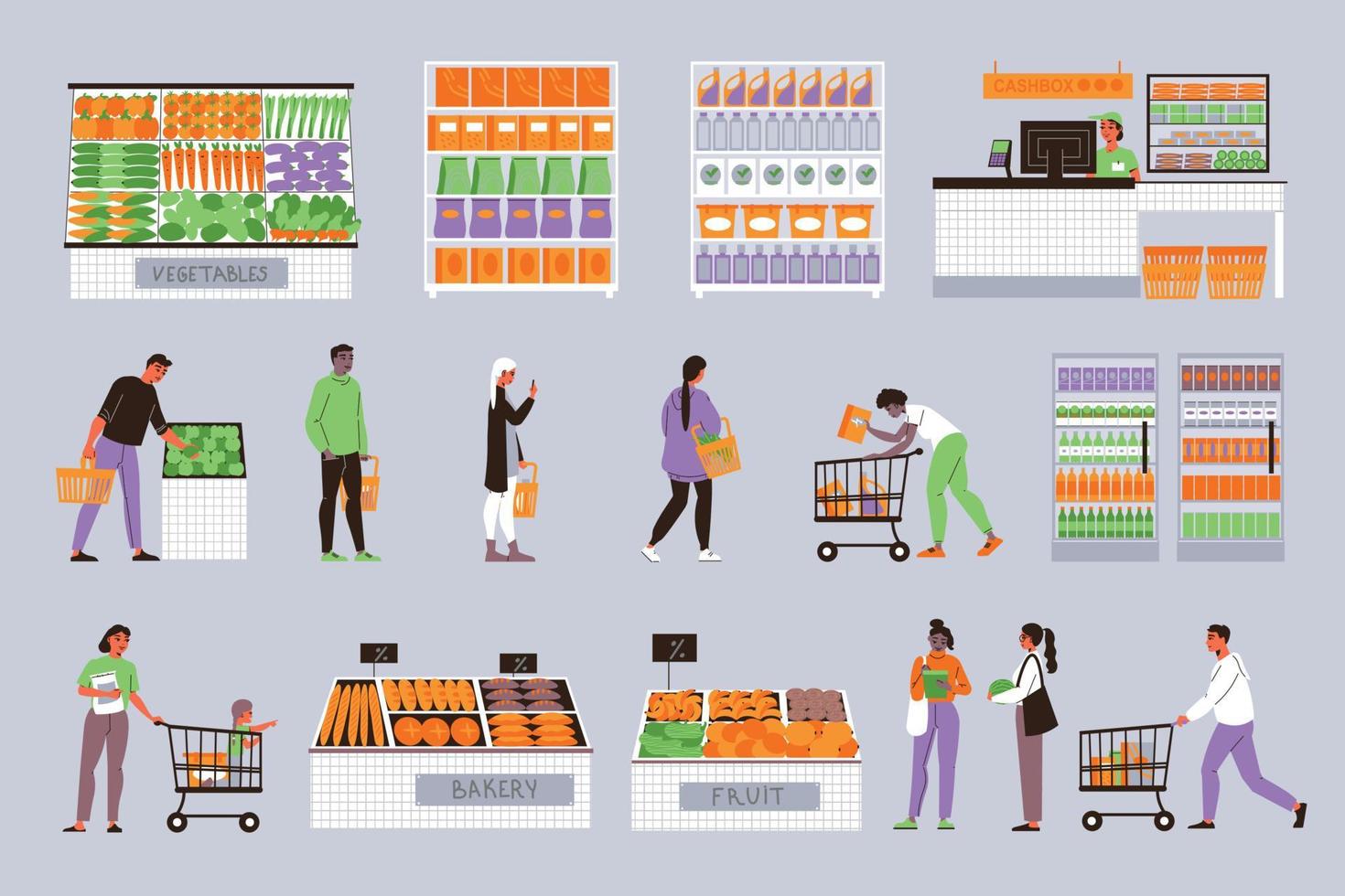 Supermarket Color Icons Collection vector